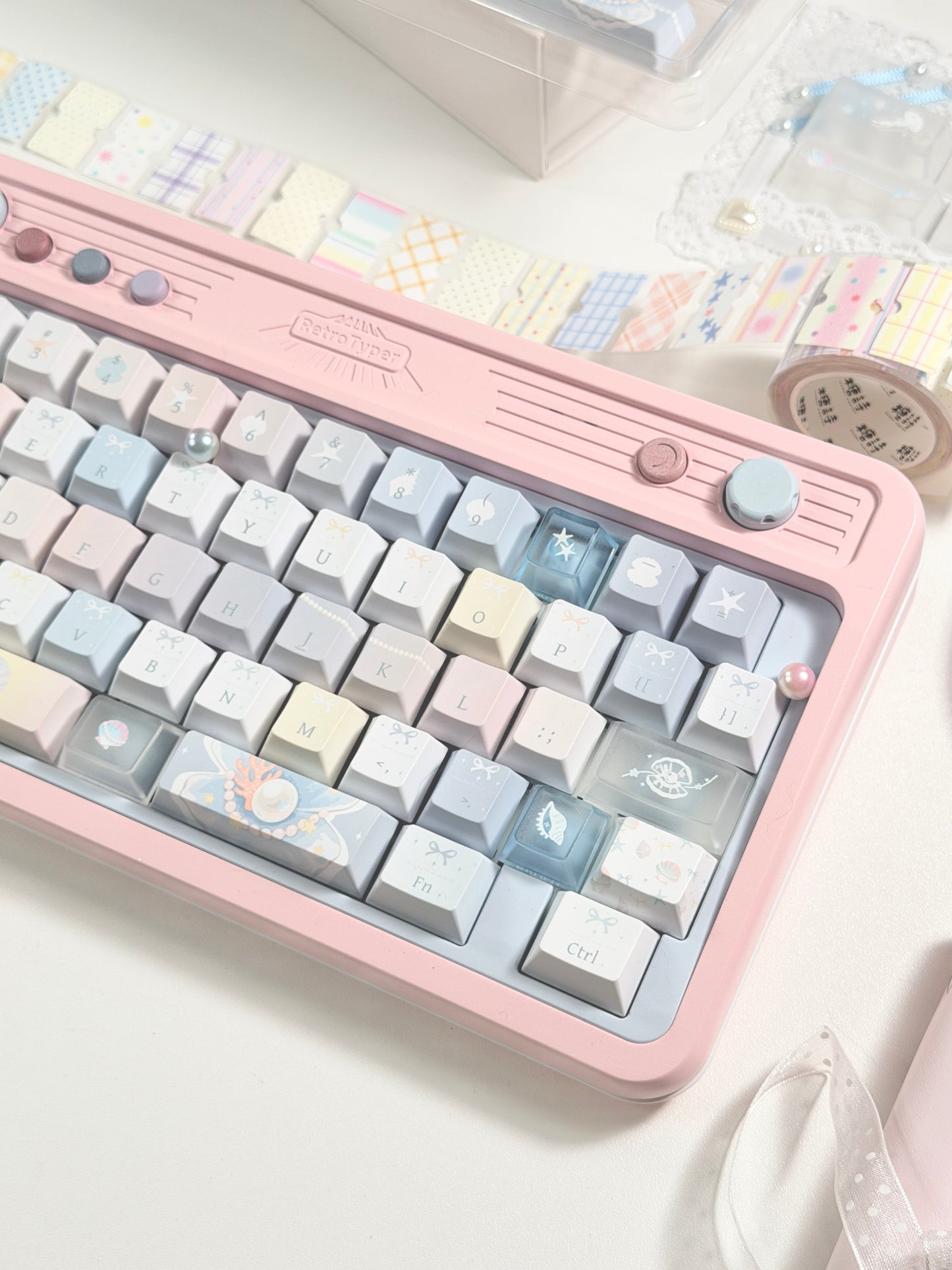 #0269 Pastel Seashell Jellyfish Pearls Keycaps With Foggy Pc Novelty Cherry Profile Designed By Miller