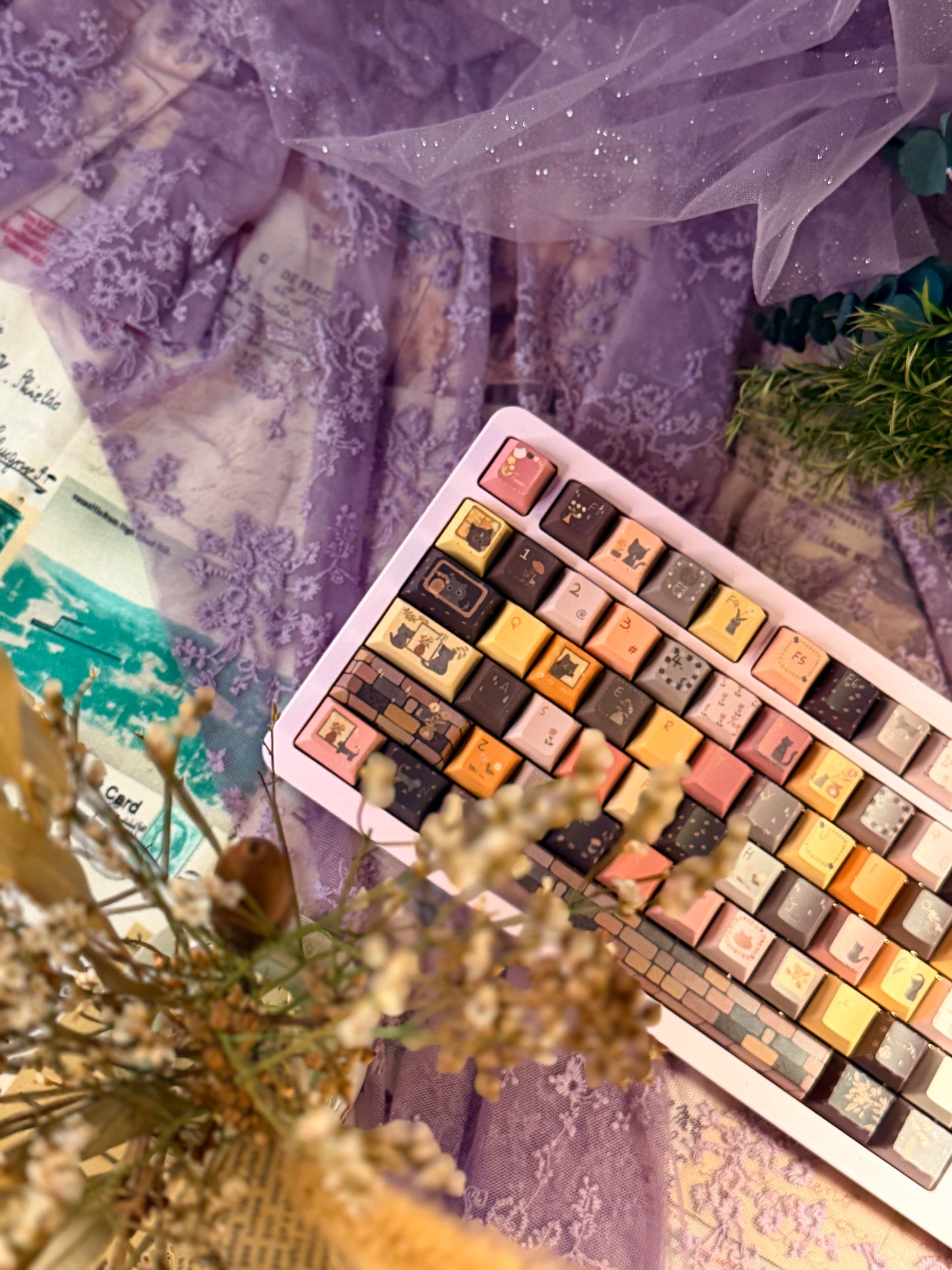 ONLY 1 Instock Prebuilt Aluminum Customized Mechanical Keyboard DBP75 Purple Creamy Keyboard Set