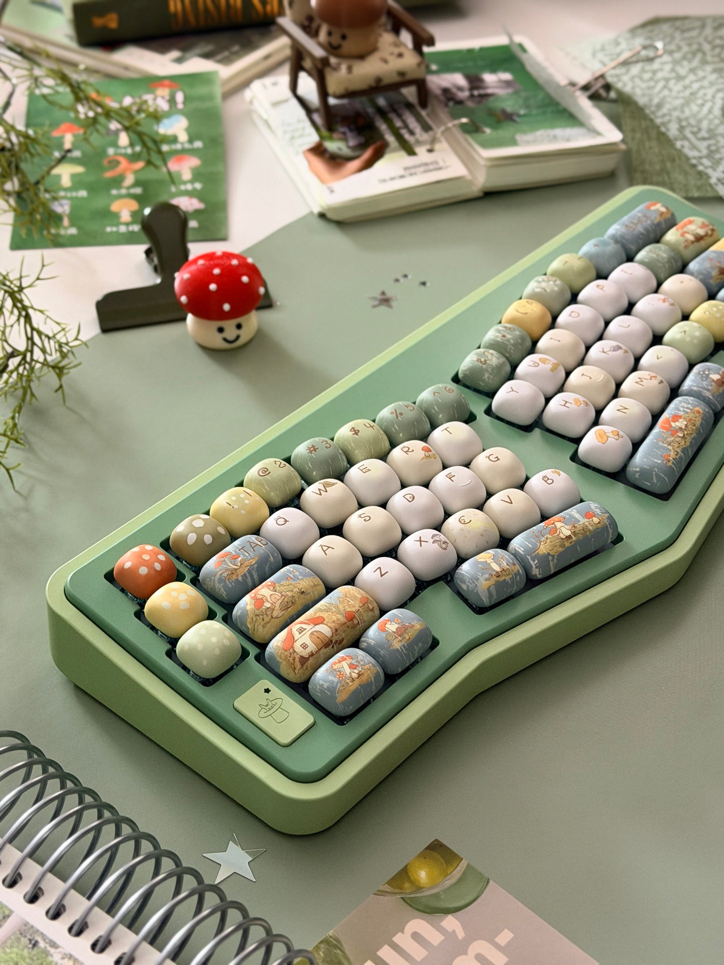 ONLY 1 Instock Prebuilt Aluminum Custom Mechanical Keyboard Green Vlice Ergonomic Set