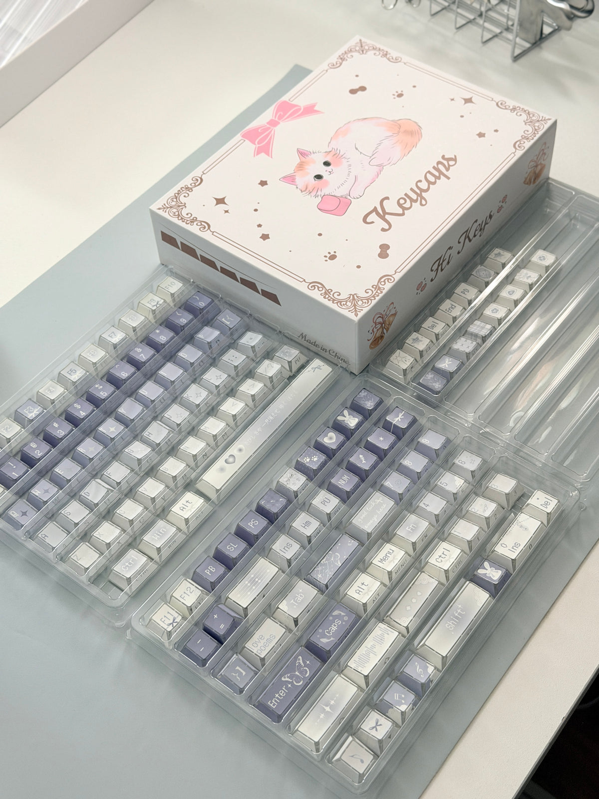 #0304 Lavender Butterfly Dream Keycaps | Pastel Blue Purple Fairycore Mechanical Keyboard Keycaps