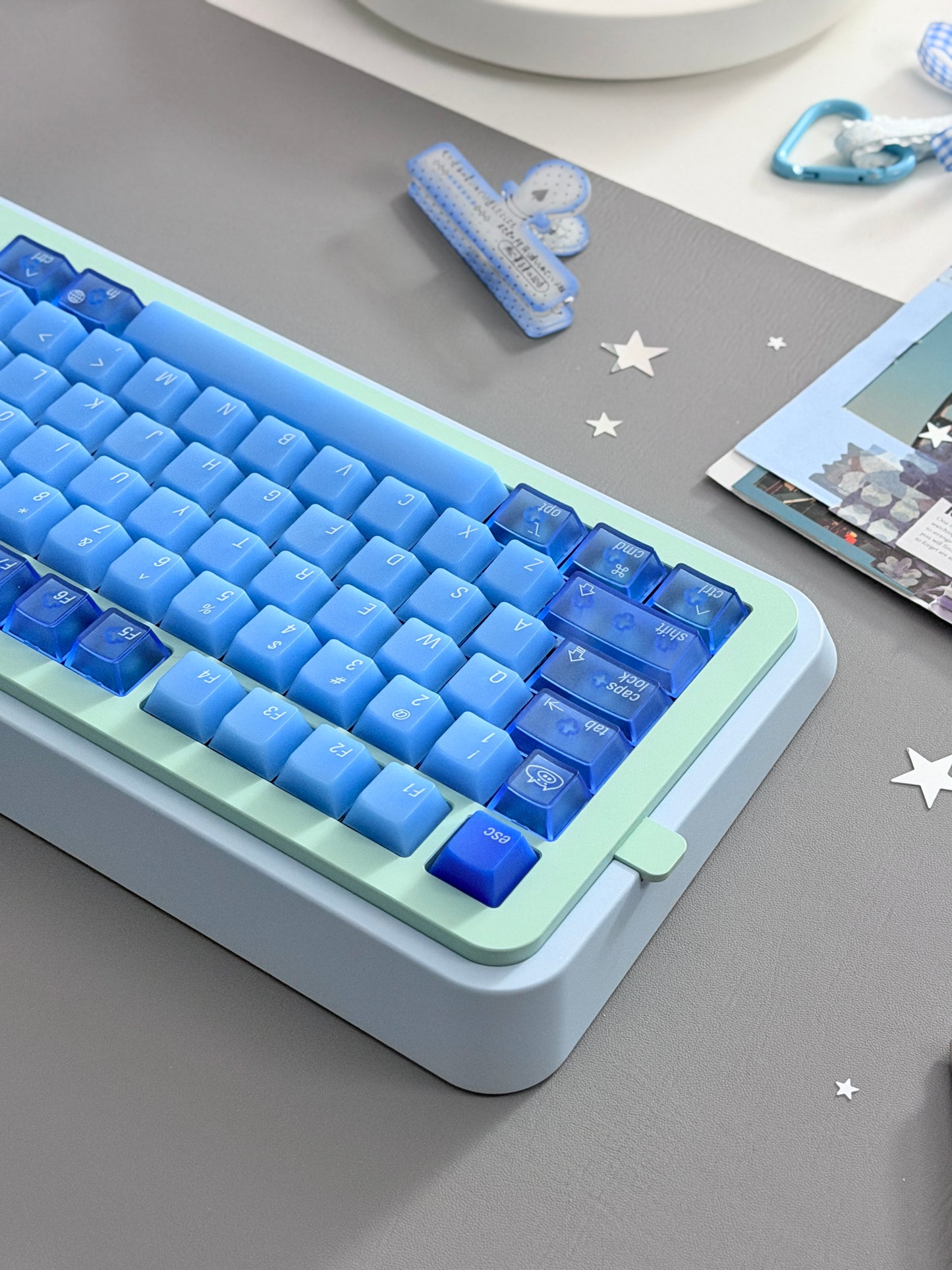 ONLY 1 Instock Prebuilt Aluminum Custom Mechanical Keyboard Blue Green Soap75 Wireless Set