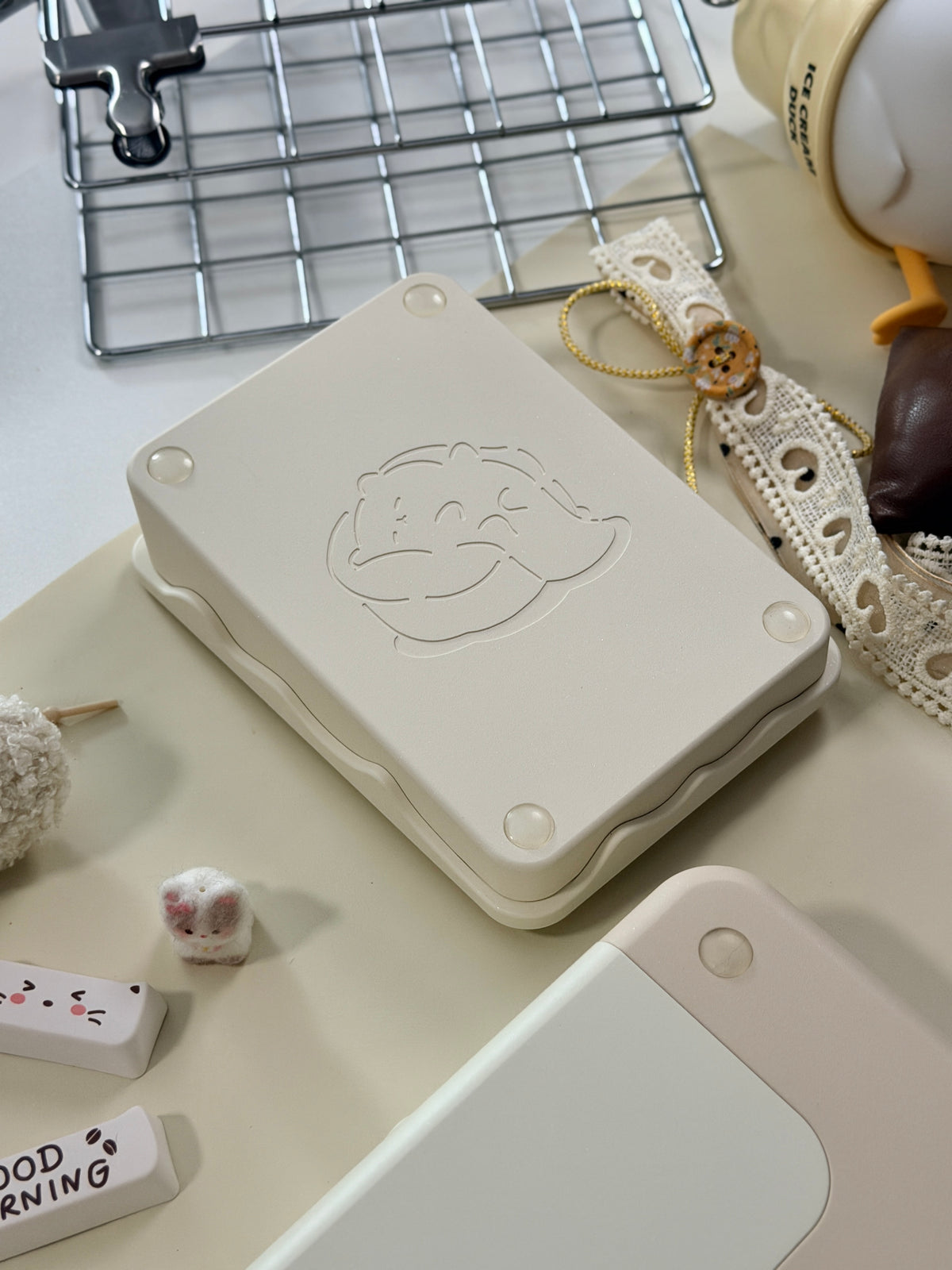 ONLY 1 Instock Prebuilt Aluminum Custom Mechanical Keyboard Cake75 Cream Milk Tea Sugar Sprinkle & Pad Set