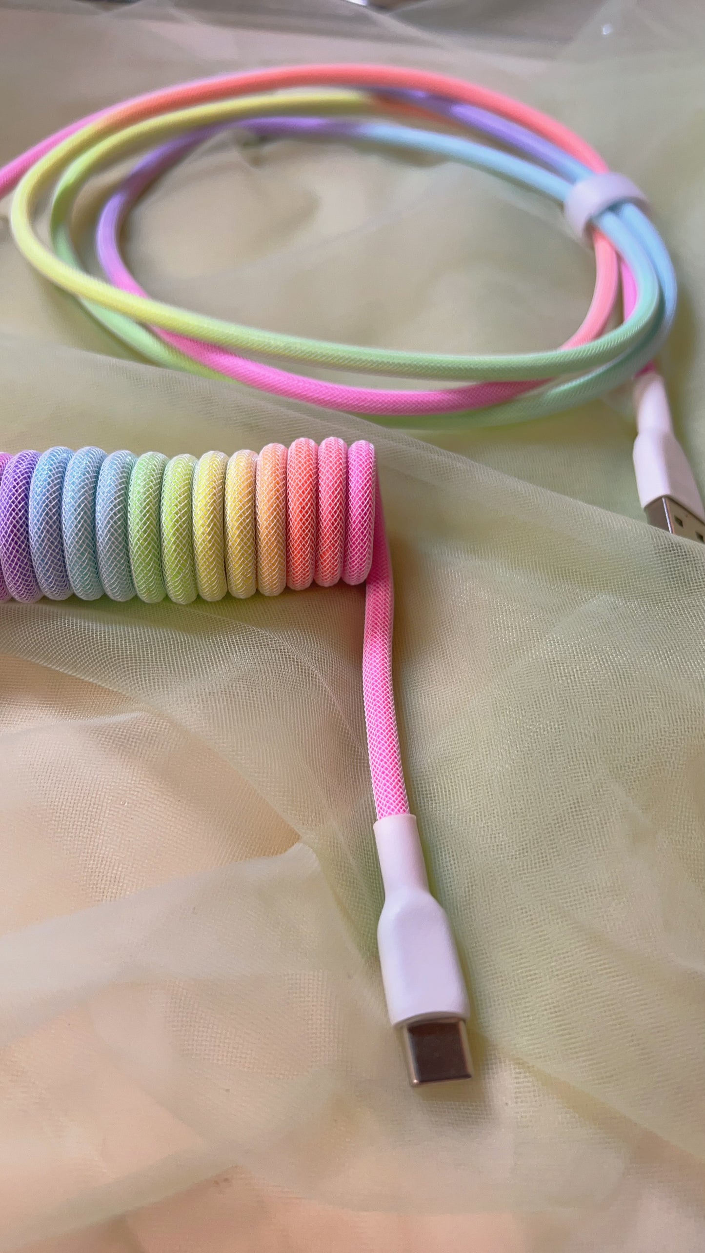 Rainbow Keyboard Coiled Cable