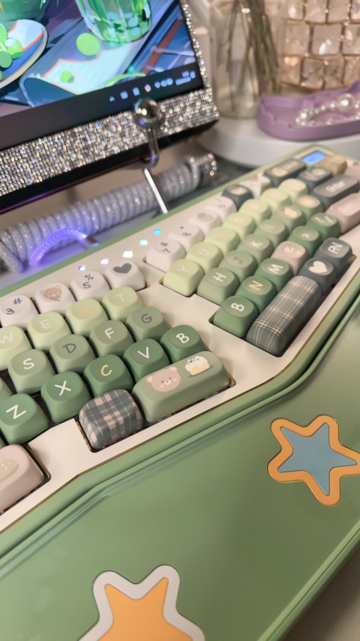 「Fully Assembled」Creamy Green StarAlice Aluminum Customized Ergonomic Mechanical Keyboard