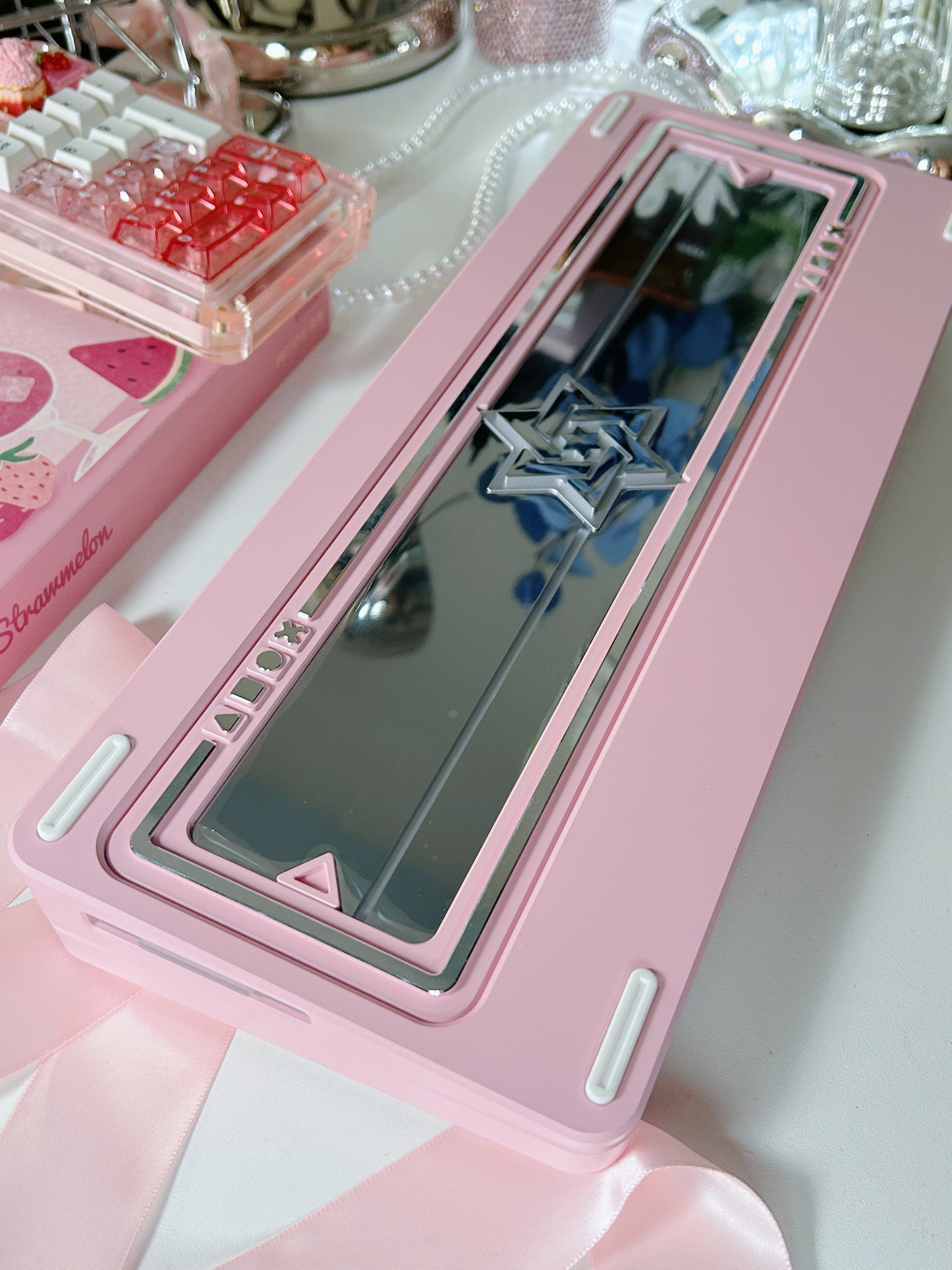 ONLY 1 Instock Prebuilt Aluminum Customized Mechanical Keyboard Polaris80 Pink （notincluding the KiiBOOM number pad/lace strip/artisan keys）