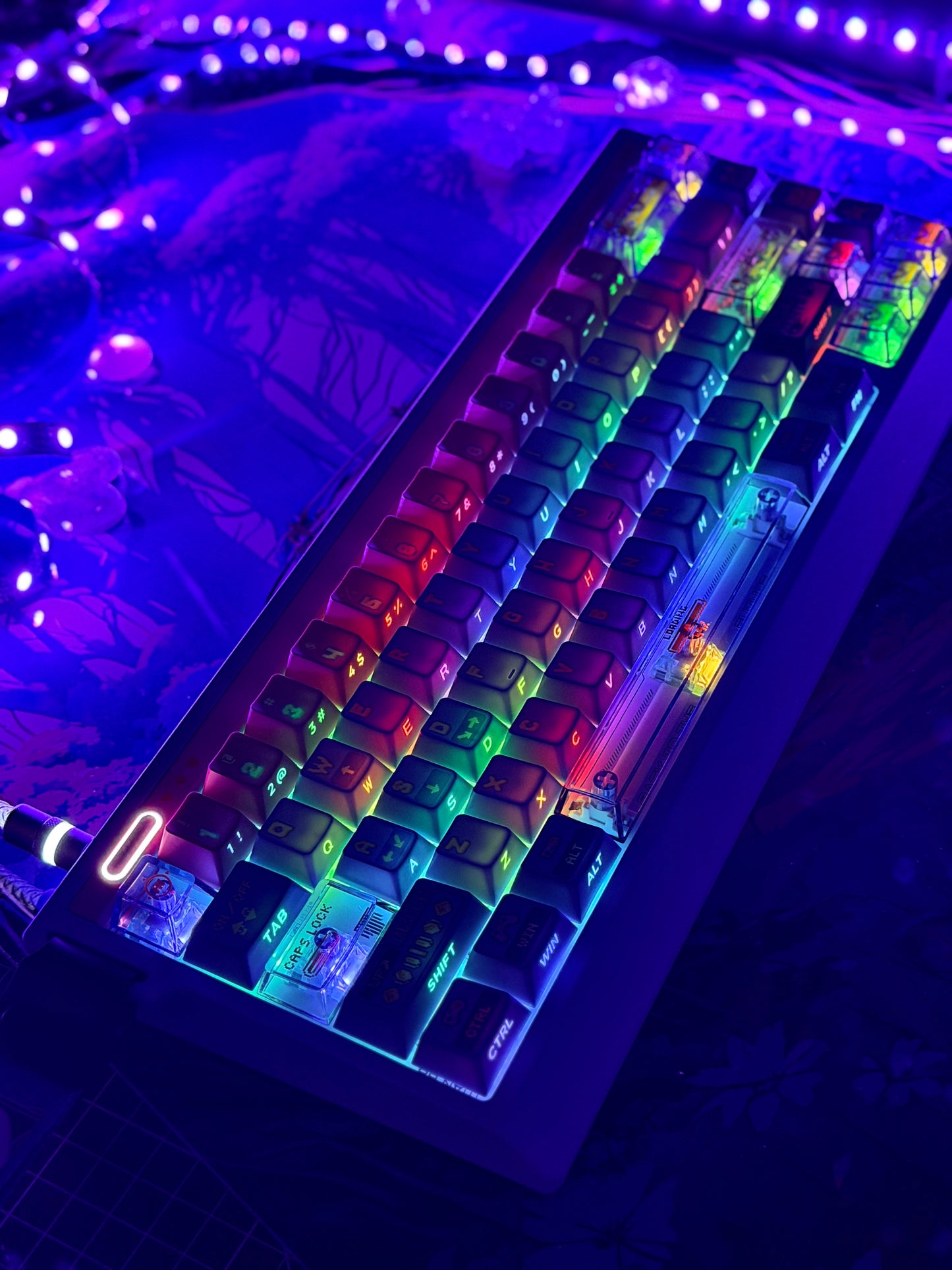 Unboxing Clearance TITAN68HE Purple Pink Magnetic Switch RGB Gaming Keyboard HI SCORE GIRL KEYCAPS