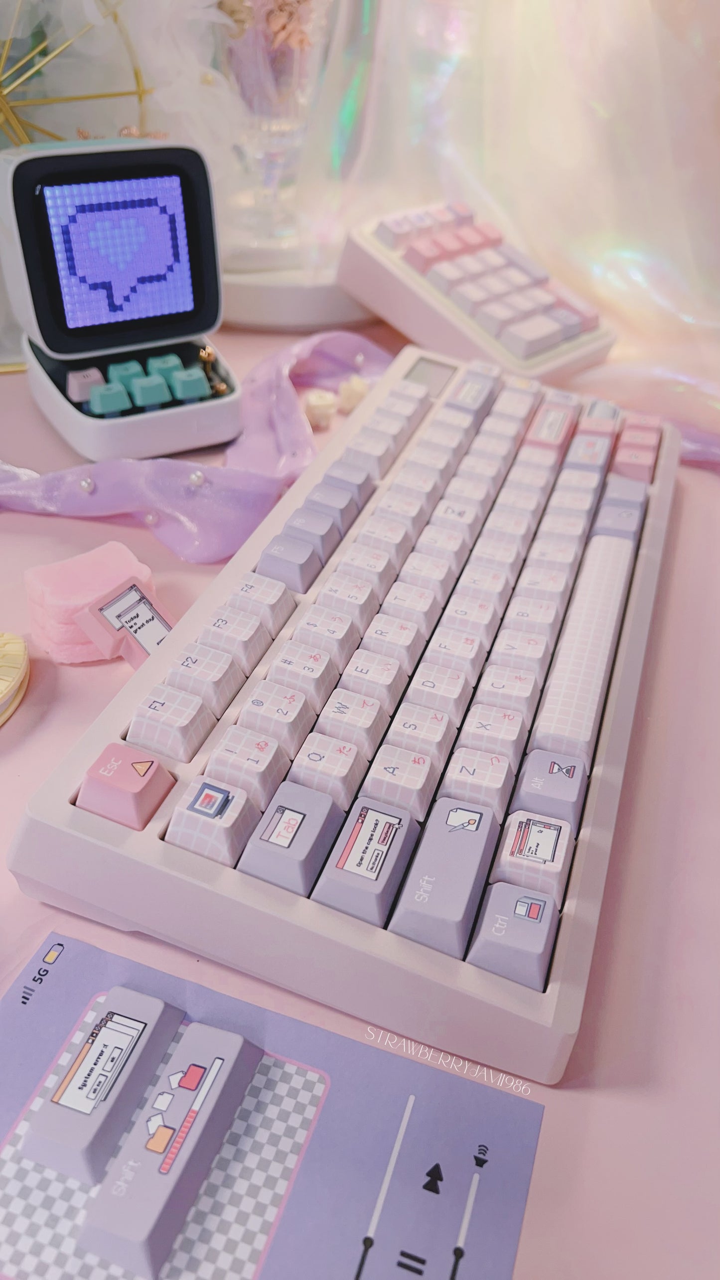 【Only 1 In-stock】Prebuilt ZOOM75 TIGA strawberry icecream pastel Pink tri_mode Aluminum Customized Mechanical Keyboard set （not including number pad）