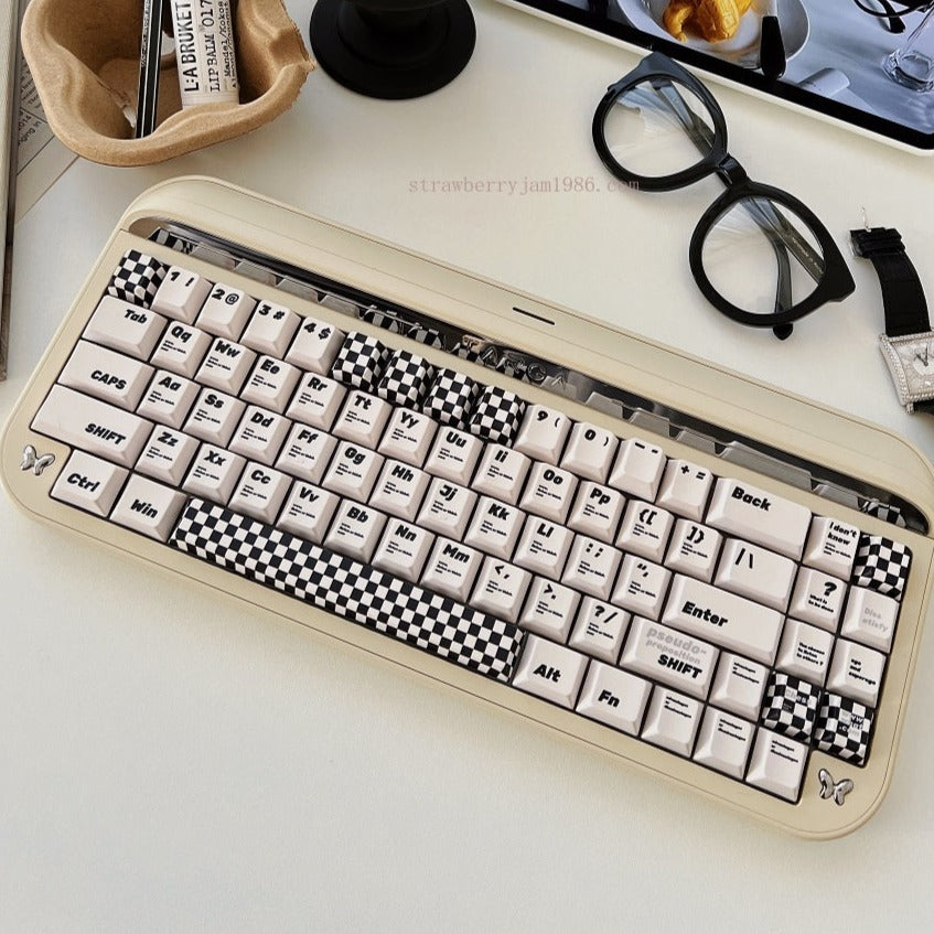 020 Black and White Pseudo Proposition Checkerboard Cherry Profile Keycaps Customized Designer Keycaps