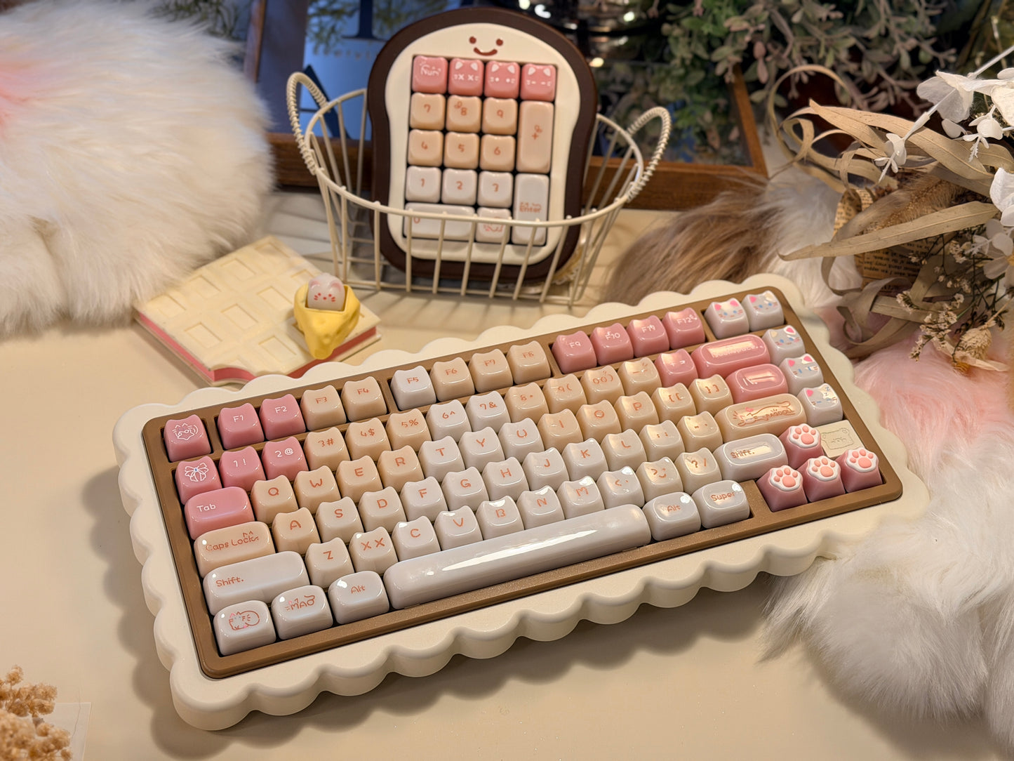 ONLY 1 Instock Prebuilt Aluminum Custom Mechanical Keyboard Cookie75 & Toast Pad Set