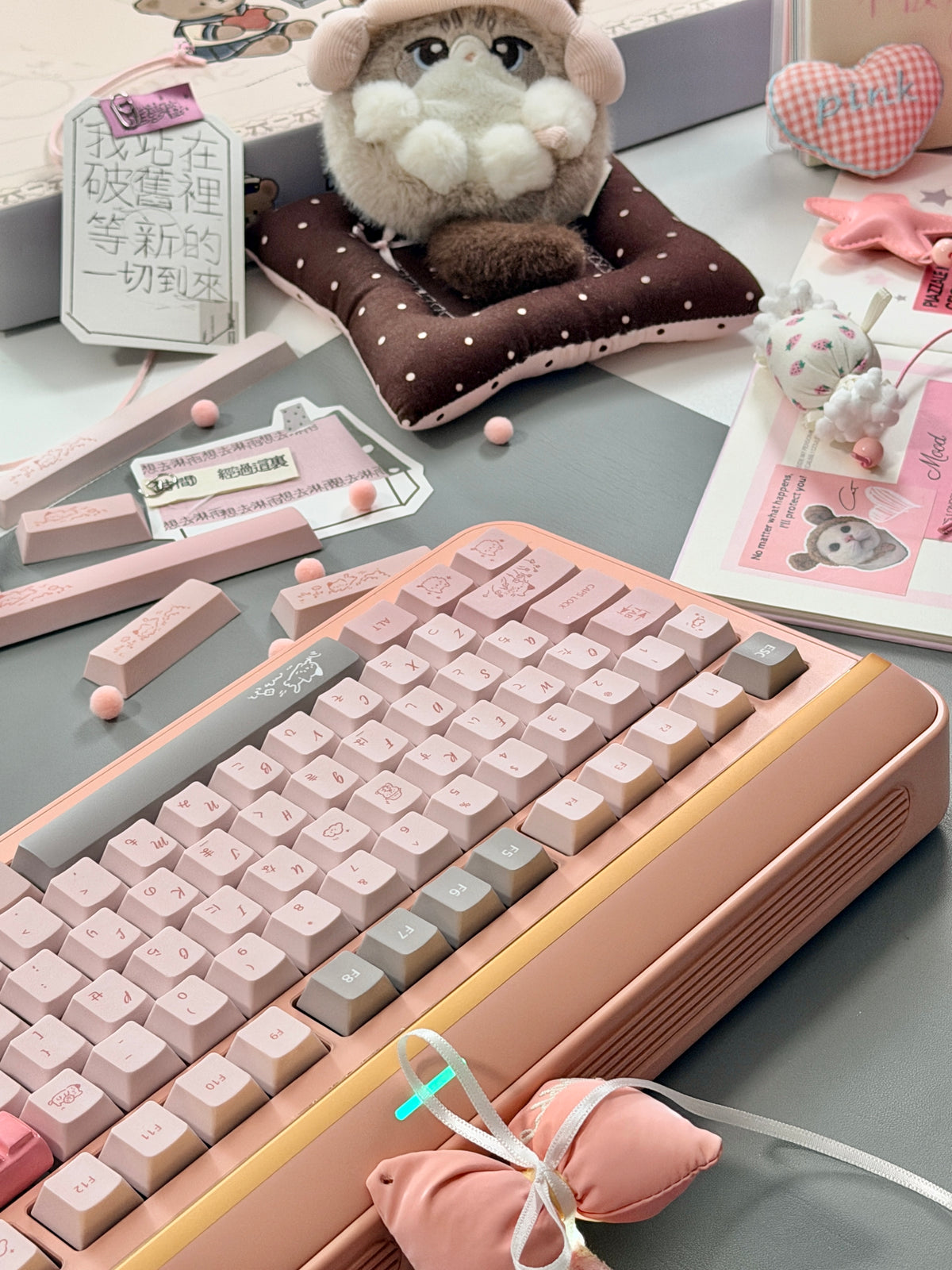 ONLY 1 Instock Prebuilt Aluminum Custom Mechanical Keyboard Targa98 Pink Set