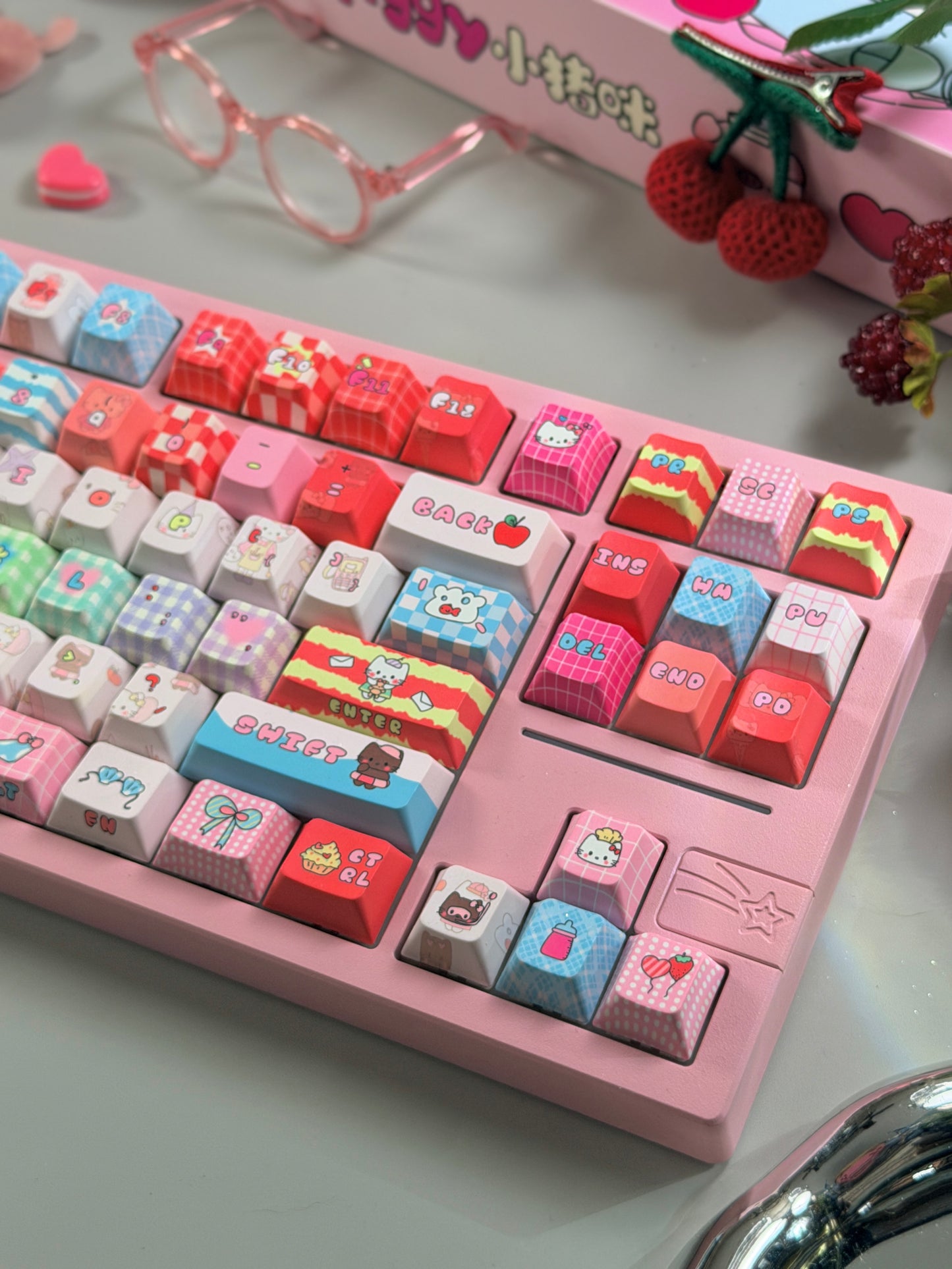 Unboxing Clearance ONLY 1 Instock Prebuilt Galaxy80 Pink Aluminum Customized Mechanical Keyboard + Kitty keycap Set