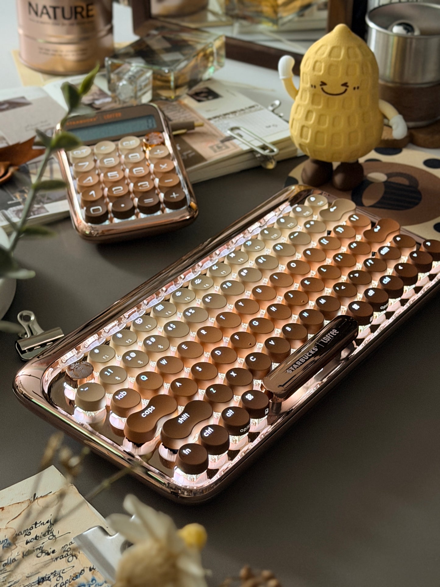 Lofree DOT Coffee Theme Mechanical Keyboard Set For Windows/Mac Tablet Office Bluetooth