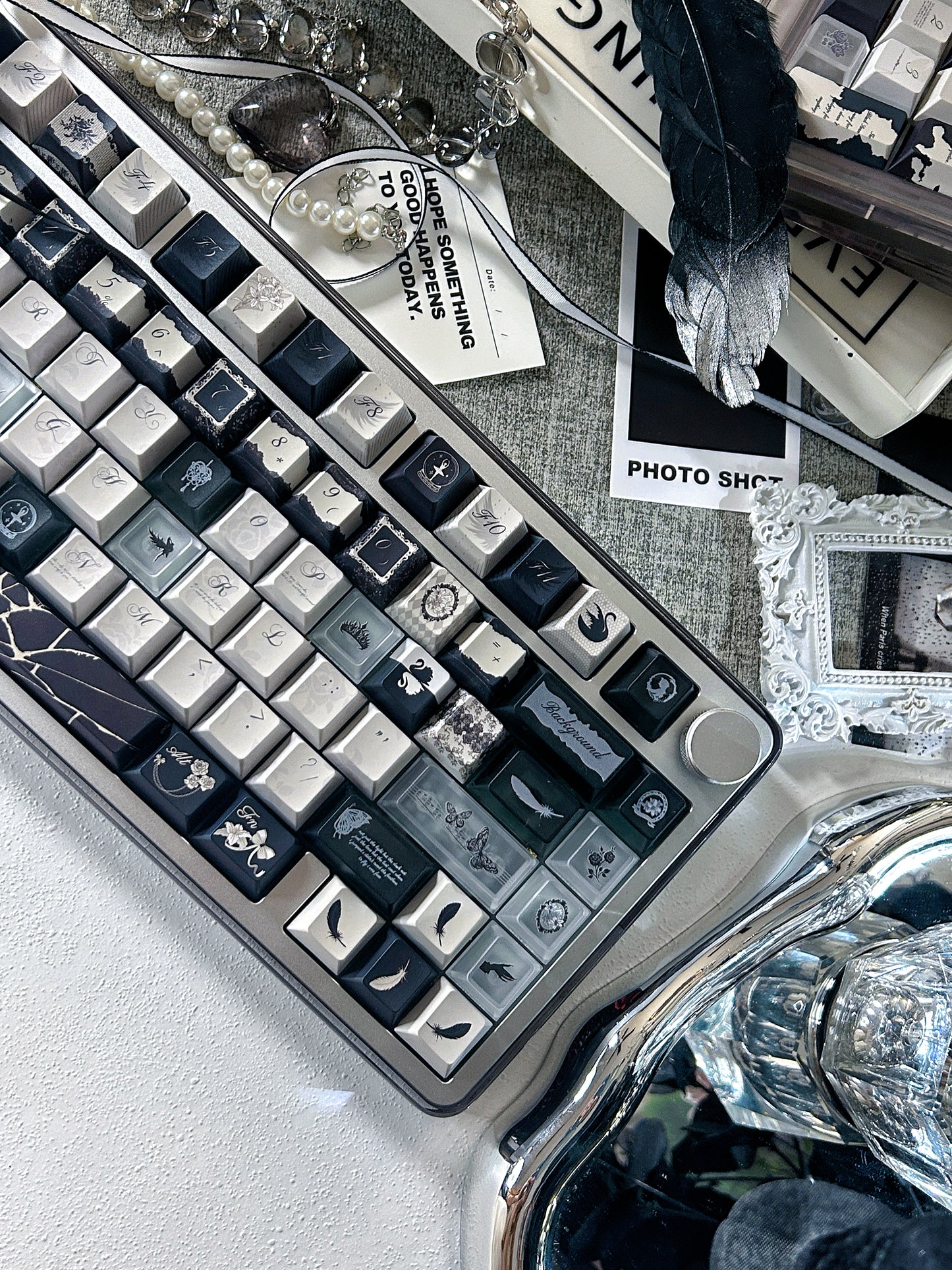 #0229 Dance of Ashes Black White Grey Keycap Designed By Miller