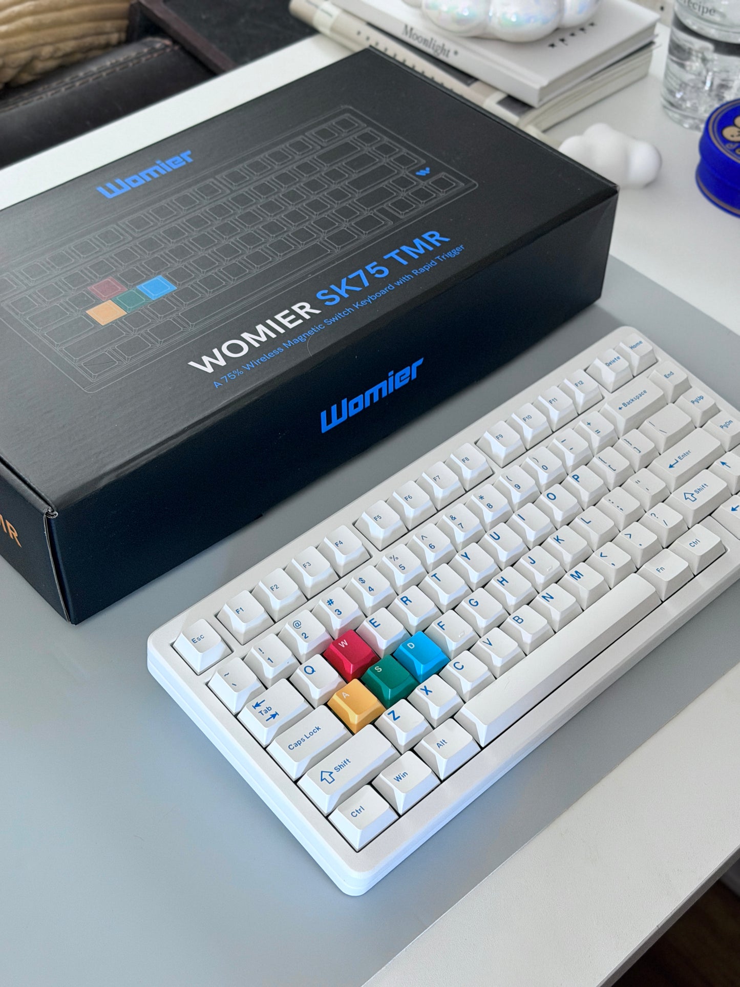 Unboxing Clearance ONLY 1 Instock WOMIER SK75 TMR White WIRELESS ALUMINUM CUSTOM KEYBOARD