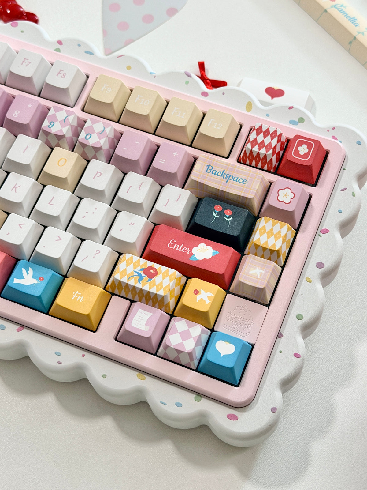 #0316 One Star Sweet Cake Party Keycaps – Pastel Pink Dessert Theme Cute Kawaii Mechanical Keyboard Keycap Set