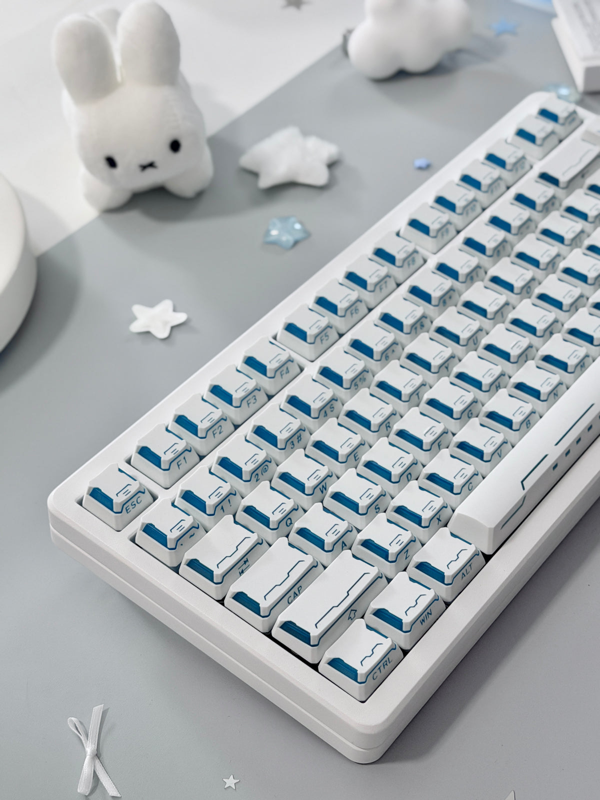Unboxing ONLY 1 For Clearance WOMIER SK75 TMR White WIRELESS ALUMINUM CUSTOM KEYBOARD & STAR PRISM WHITE-BLUE CHERRY PROFILE SHINE-THROUGH KEYCAP SET