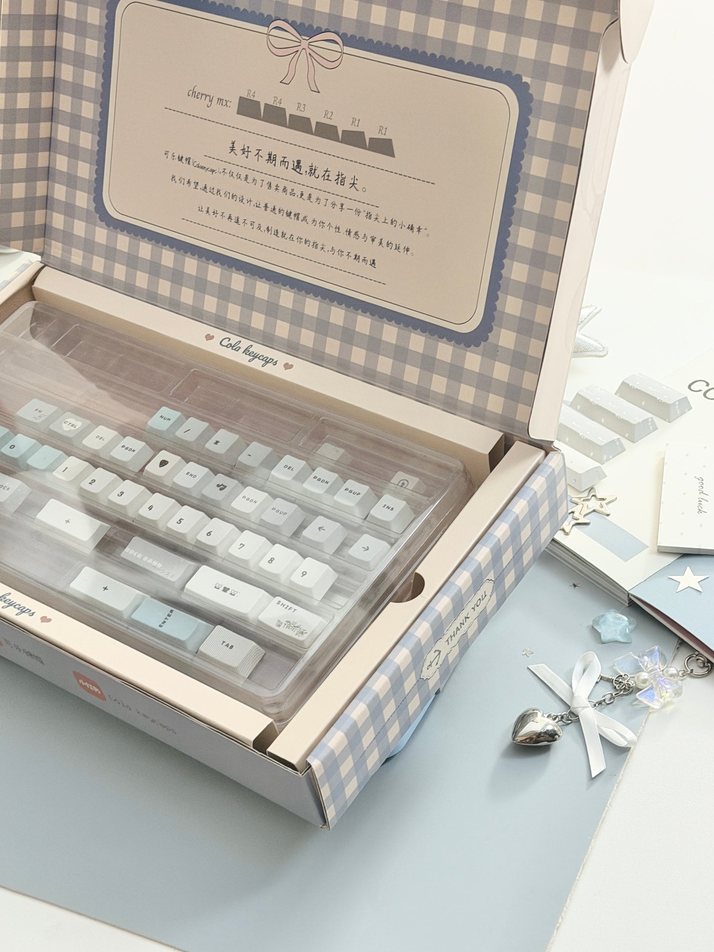 ONLY 1 Instock Prebuilt Aluminum Custom Mechanical Keyboard Bread80 Wireless Pale Blue Set