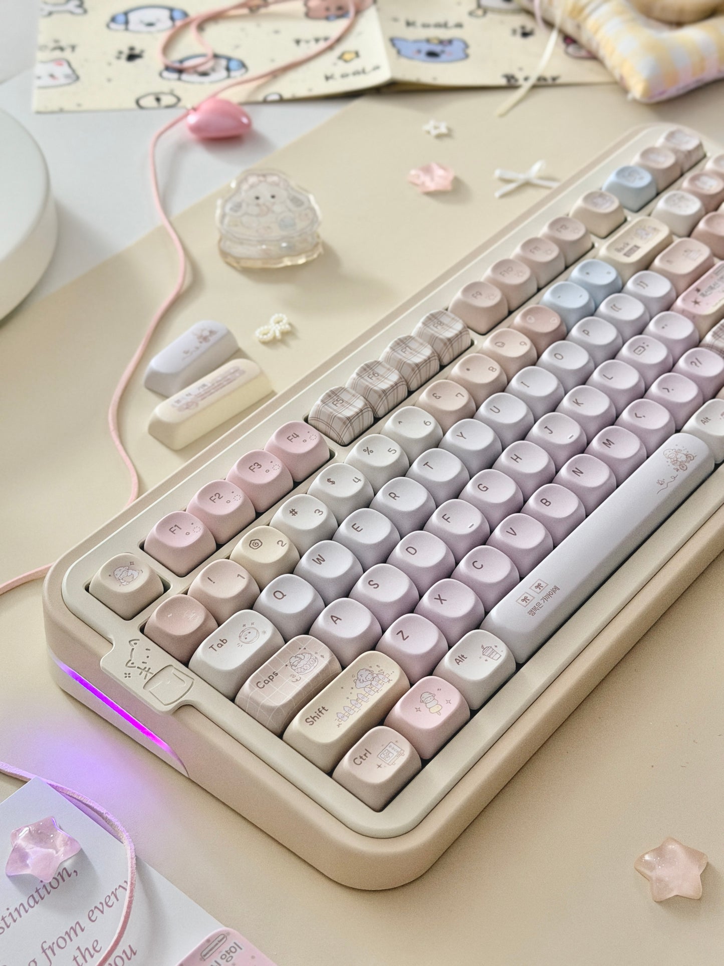 #0292 Cream Pale Pink Lamp Cake Cherry/moa Profile Keycap