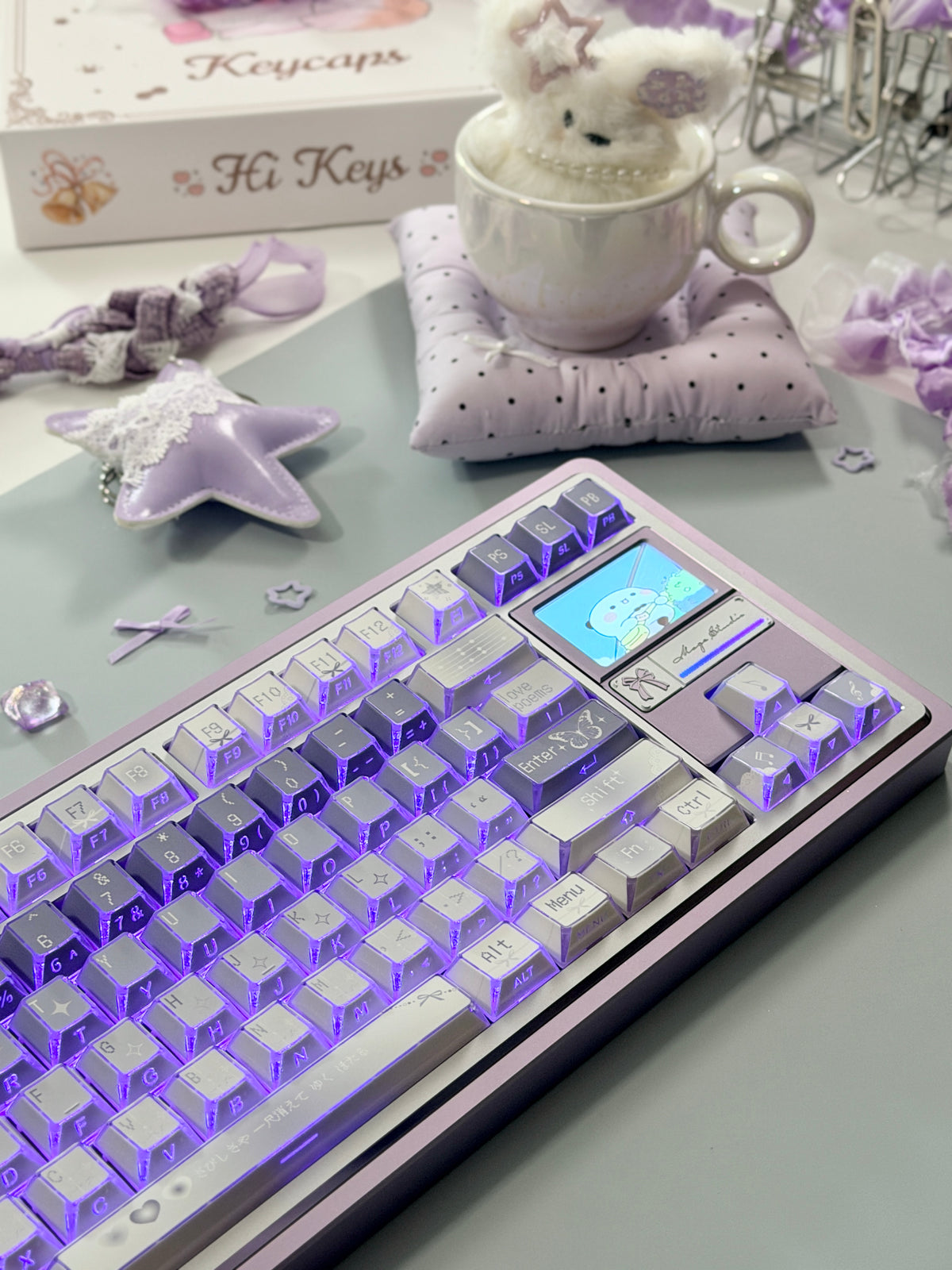 #0304 Lavender Butterfly Dream Keycaps | Pastel Blue Purple Fairycore Mechanical Keyboard Keycaps