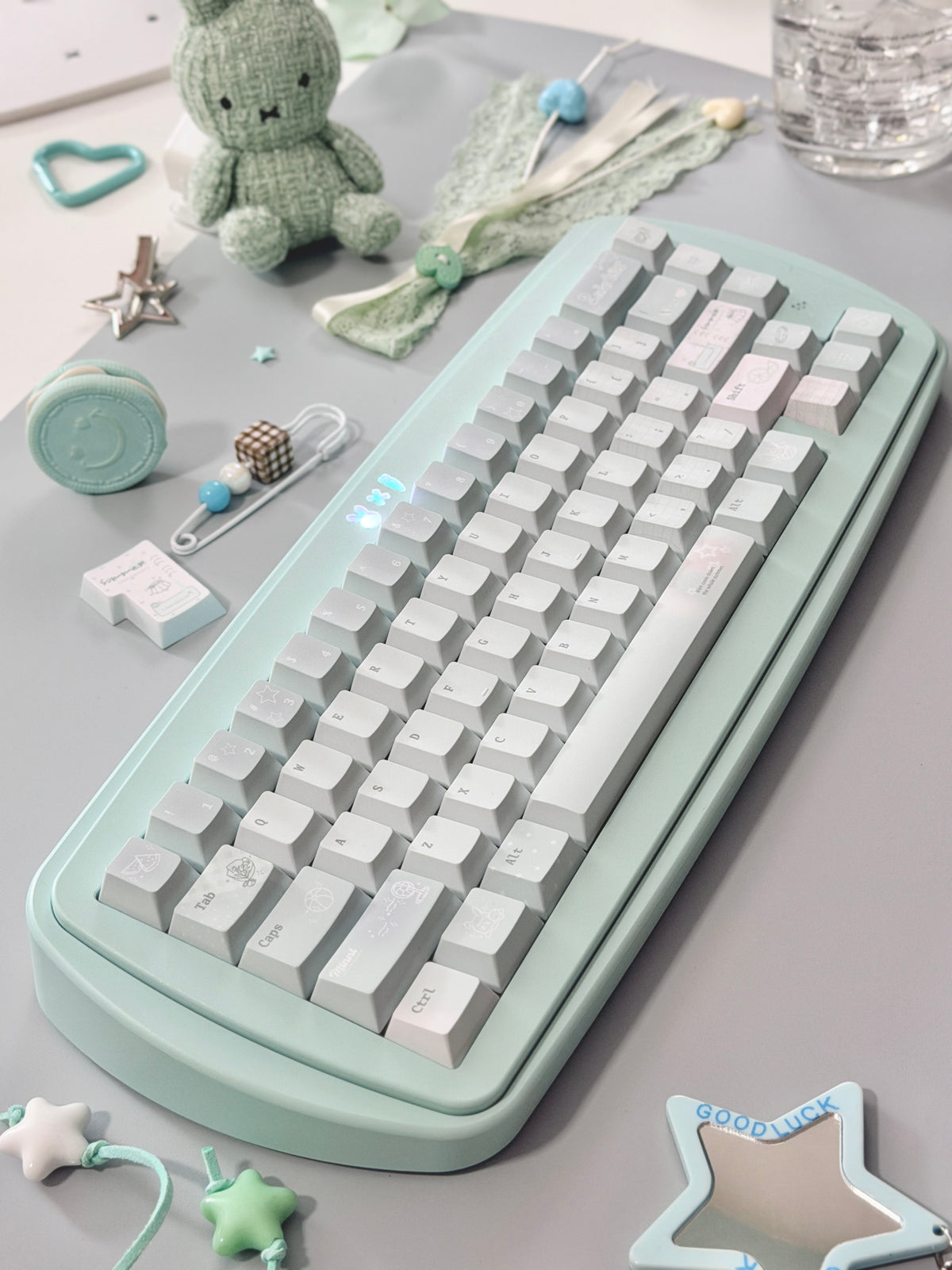 #0305 Ice Mint Jelly Keycaps | Pastel Blue Mint Mechanical Keyboard Keycaps