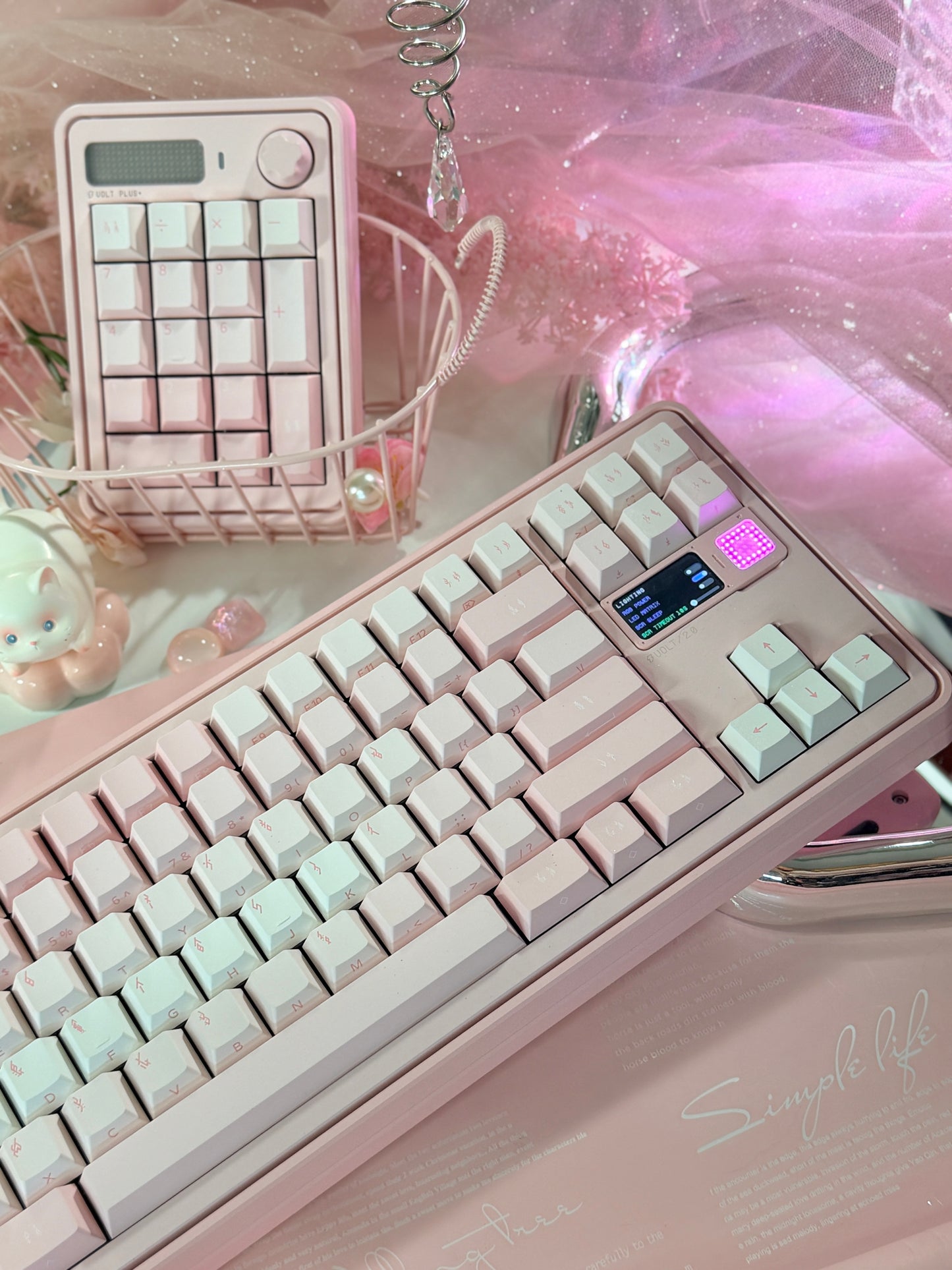 ONLY 1 Instock Prebuilt Aluminum Customized Mechanical Keyboard PERCENTSTUDIO VOLT2.0 Pale Pink Set + VOLT PLUS PAD