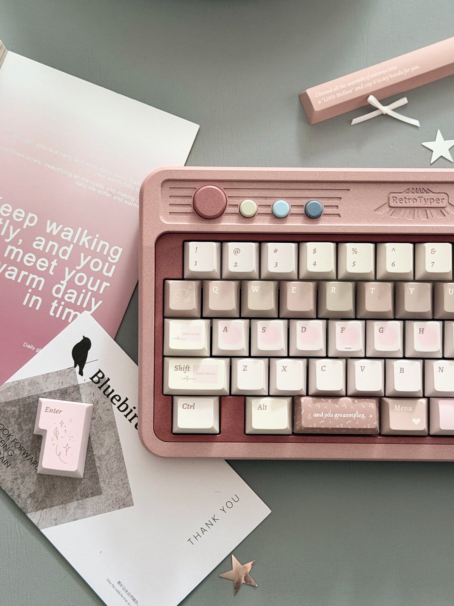 ONLY 1 Instock Prebuilt Aluminum Custom Mechanical Keyboard RT50 Dusty Rose Pink Set
