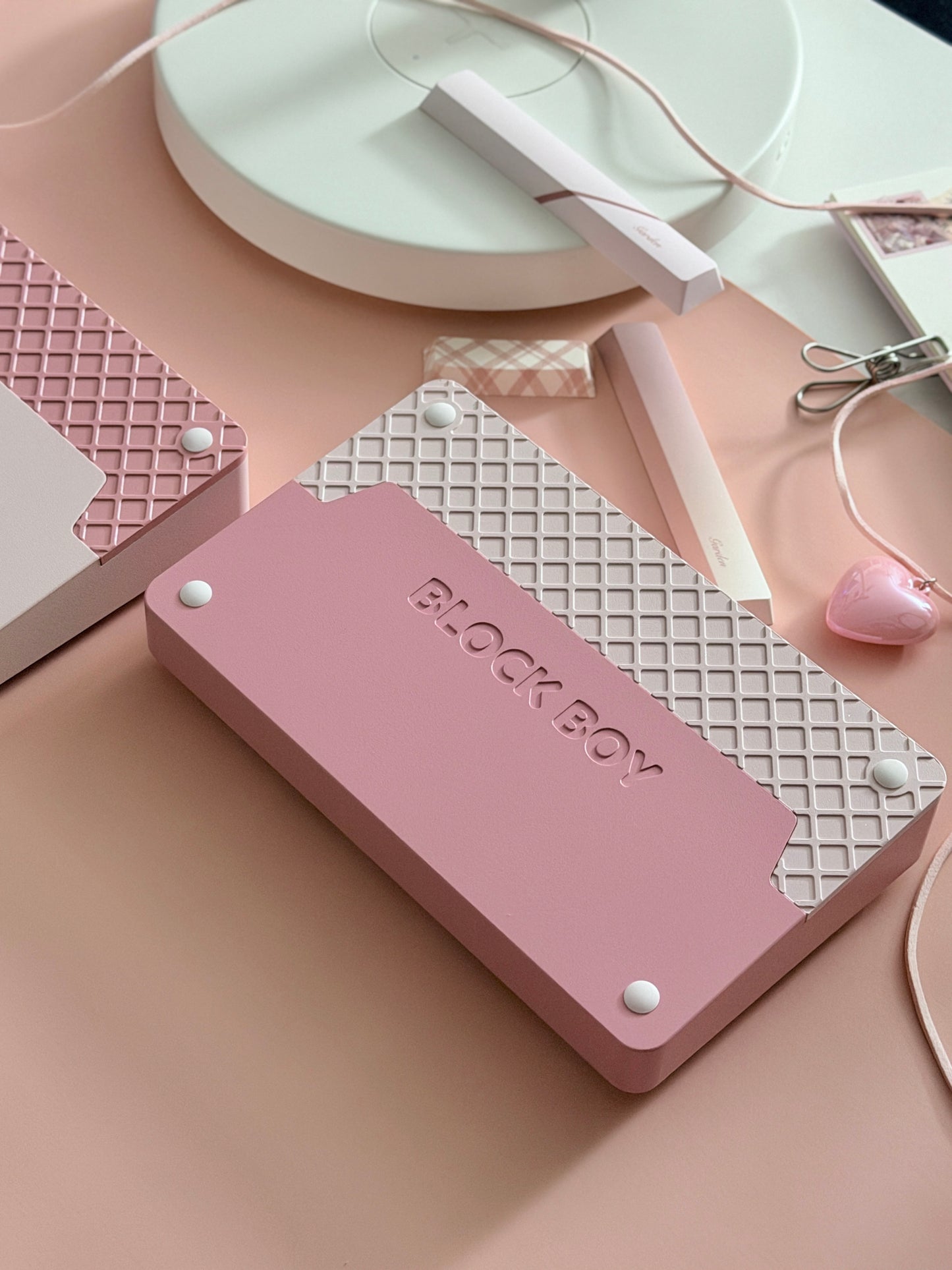 PREORDER Prebuilt Pale Pink BLOCKBOY New Split65 Aluminum Custom Mechanical Keyboard（You Can Choose Other Keycap Set）
