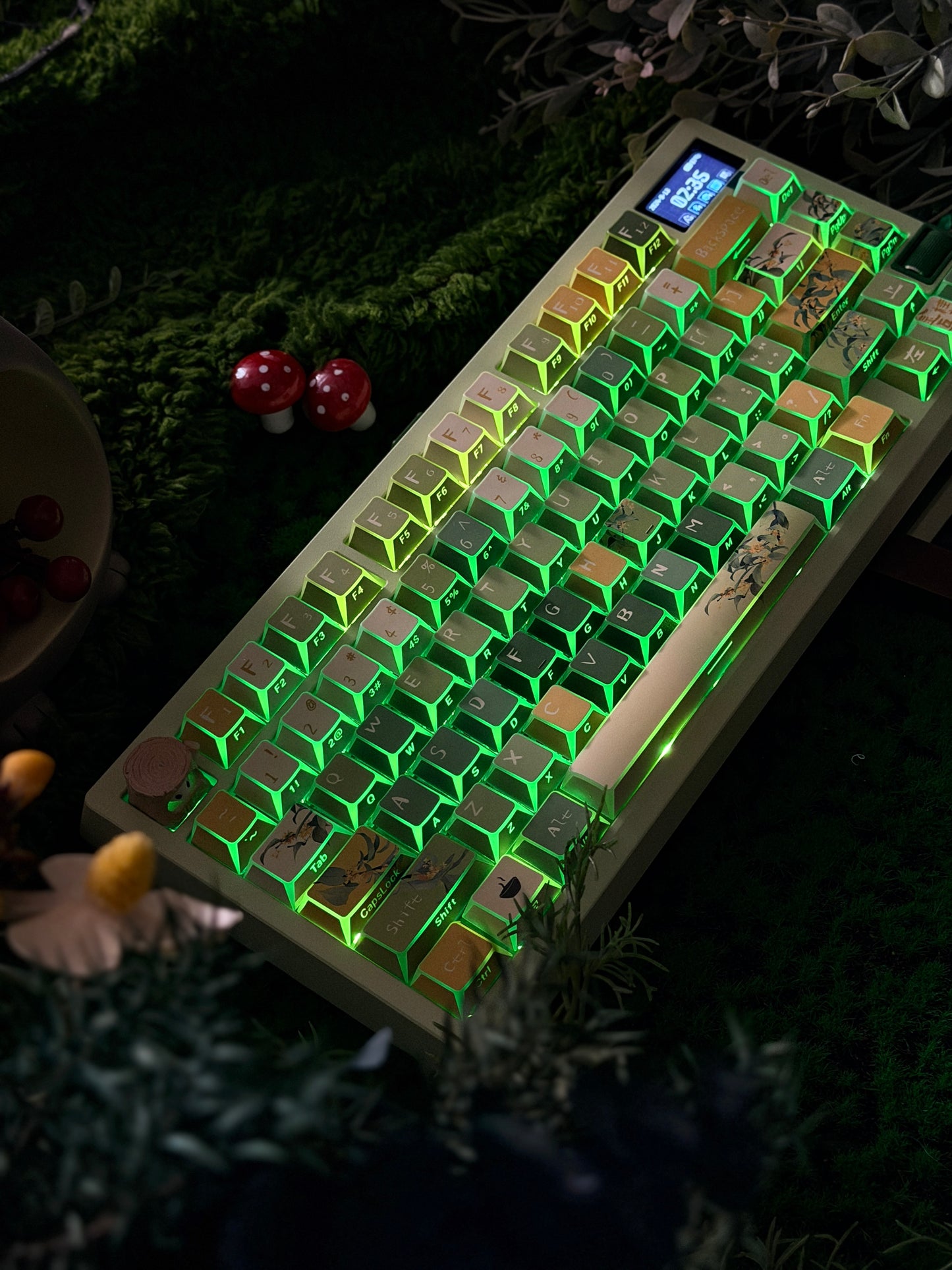 ONLY 1 Prebuilt Aluminum Customized Mechanical Keyboard Zoom75 TIGA Milky Green Tri-Mode Wireless Backlit ➕ URE Keycaps