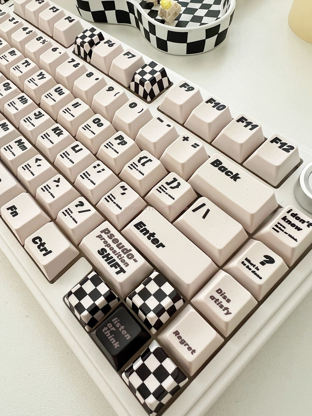 020 Black and White Pseudo Proposition Checkerboard Cherry Profile Keycaps Customized Designer Keycaps