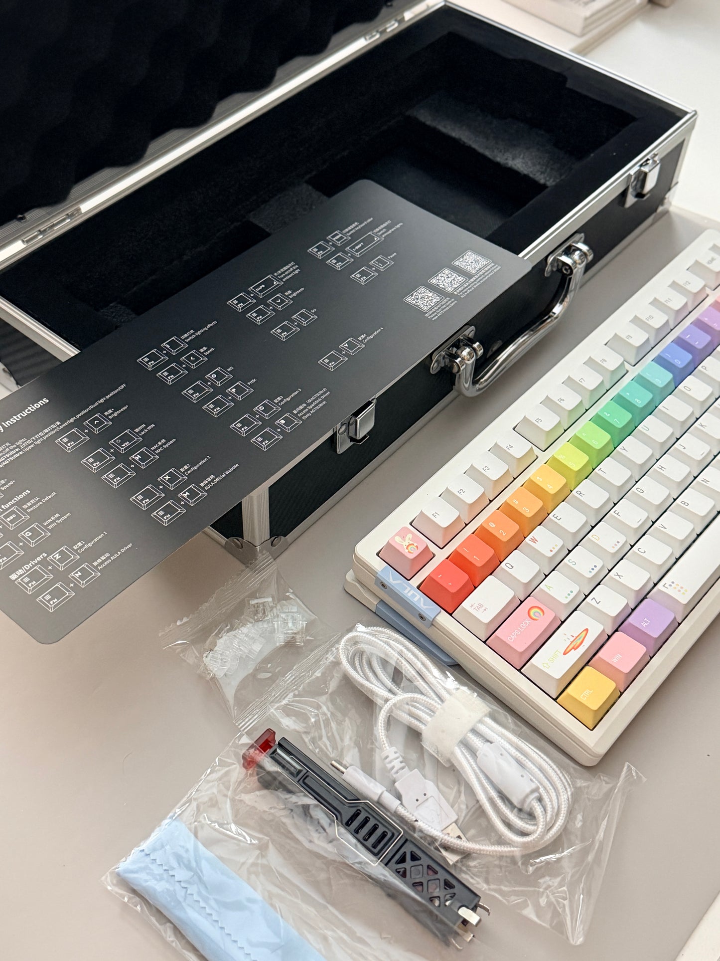 Unboxing Clearance ONLY 1 Instock AULA AG75 Wired Aluminum Keyboard – Shock-Dampening Cloud Rock White(Pro)