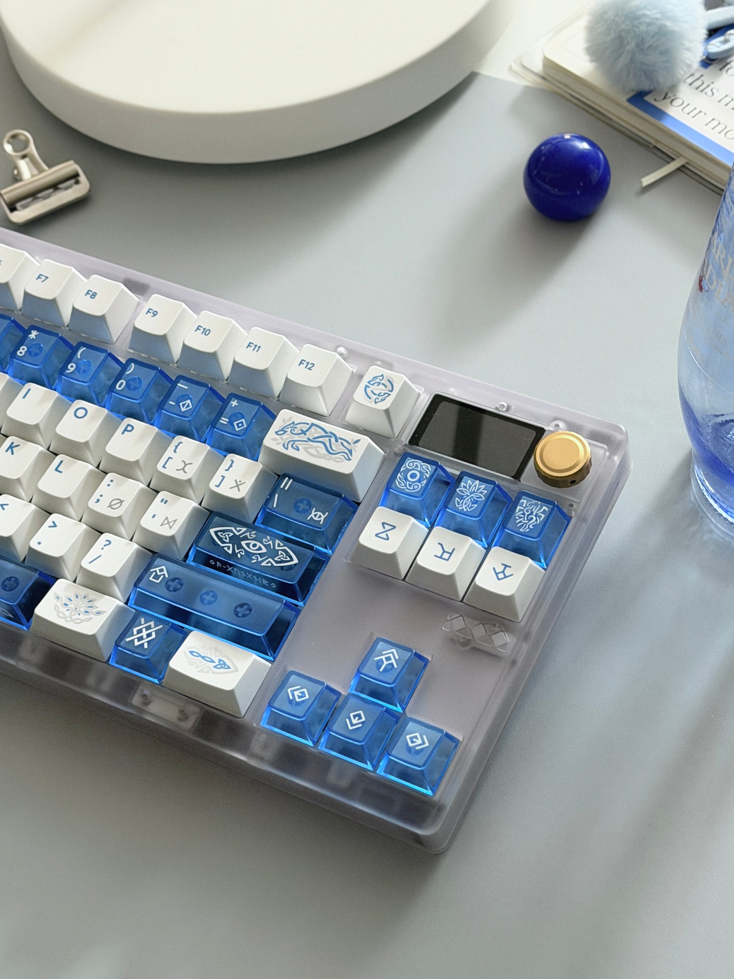 ONLY 1 Instock Prebuilt Custom Mechanical Keyboard ZOOM TKL DYNA Frosted Clear & XVX Eternity Keycaps & TTC Ice Silent Switch