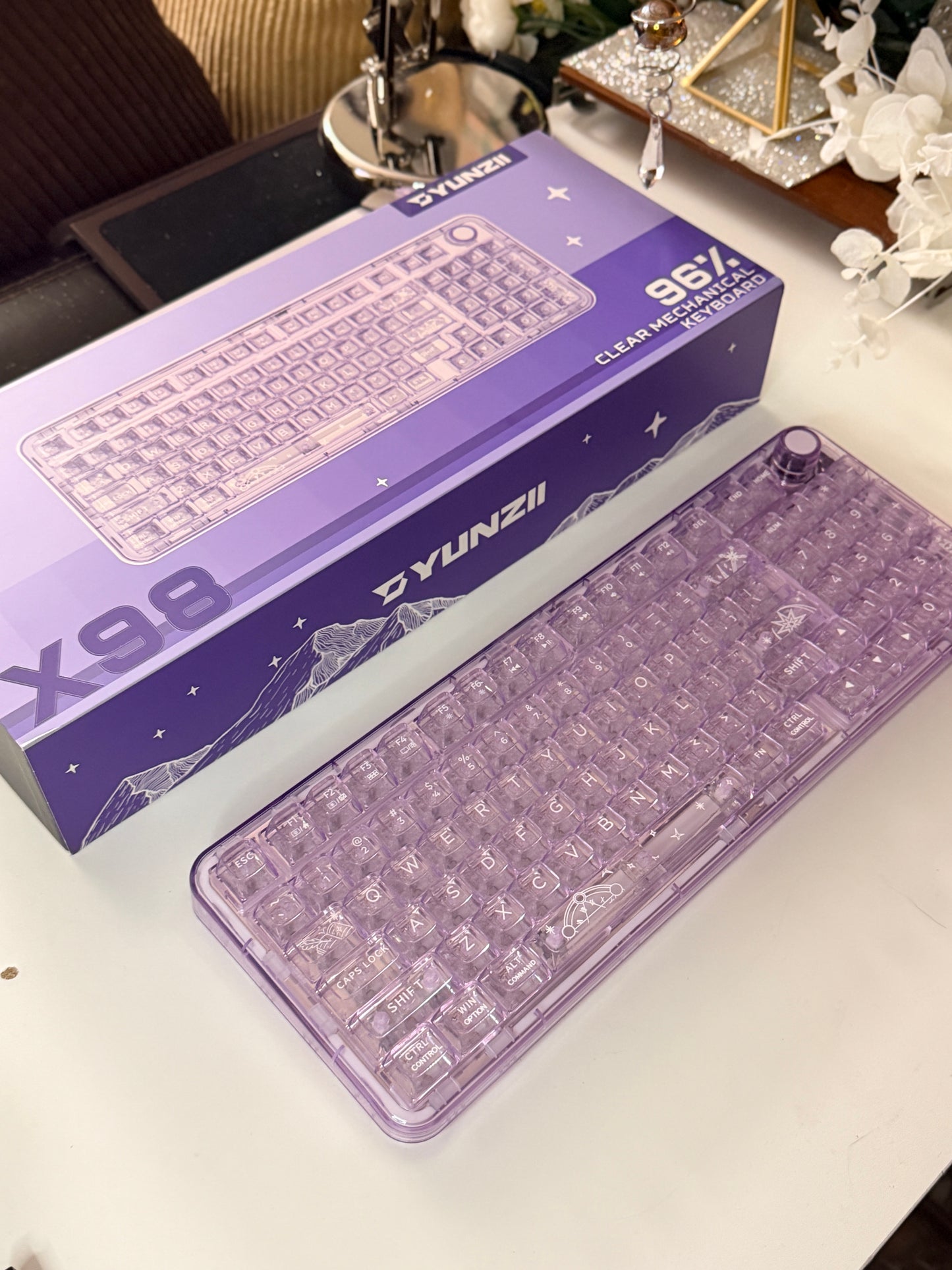 Sample For Sale ONLY 1 Instock YUNZII X98 Wireless Mechanical Gaming Keyboard (Purple, Crystal Switch)