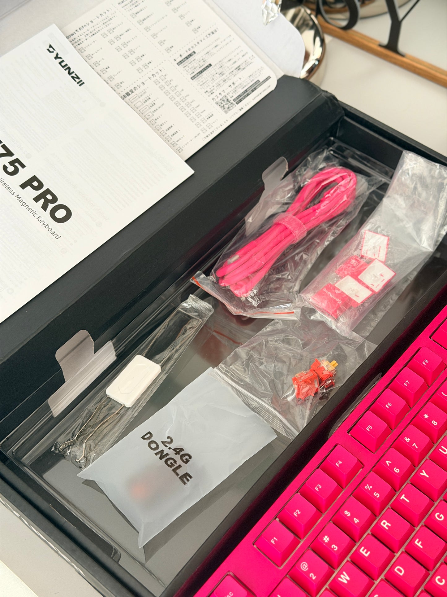 Unboxing Clearance ONLY 1 Instock YUNZII RT75 PRO Magnetic Switch Wireless Gaming Keyboard + Pink Camo Keycaps