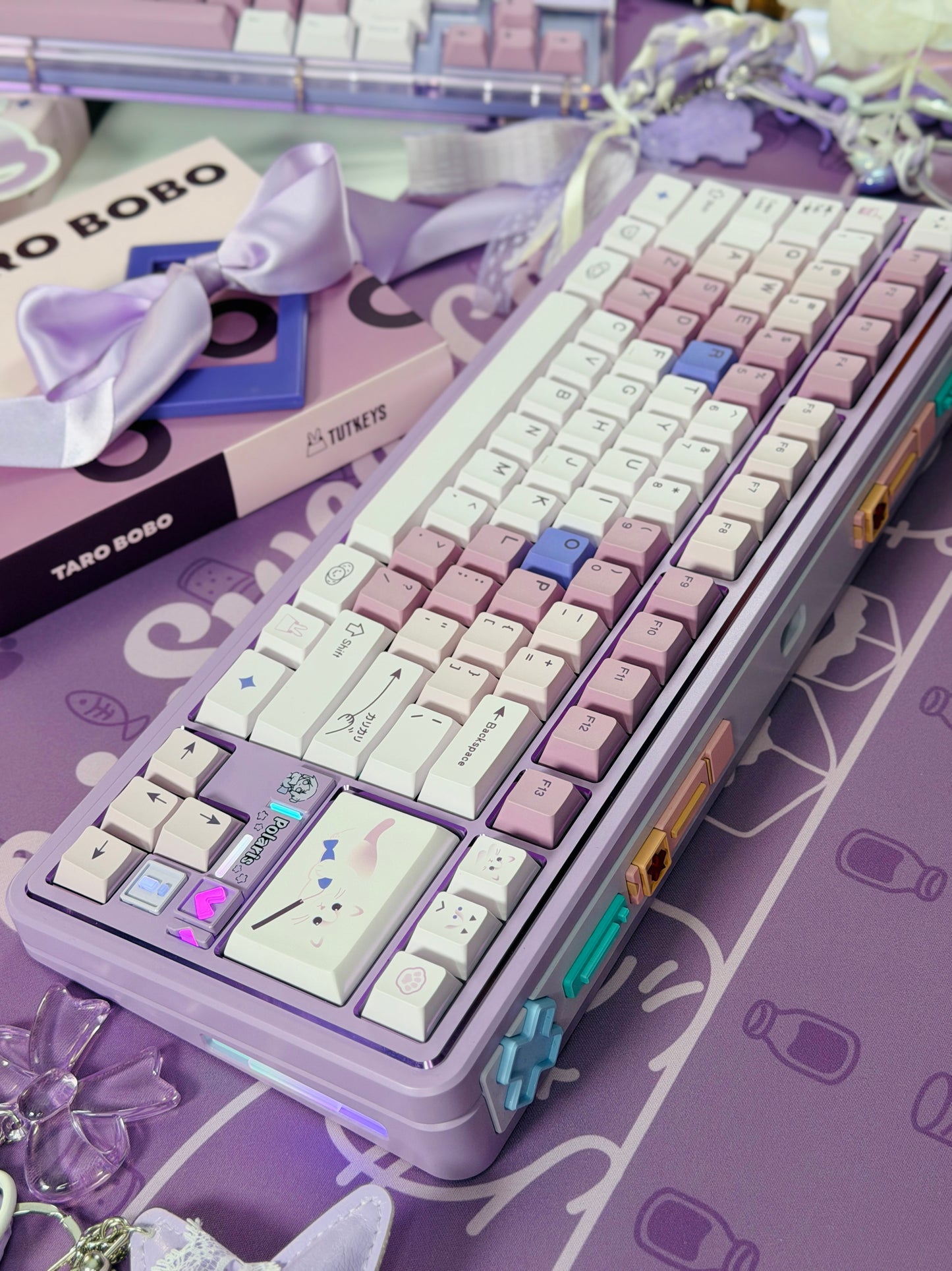 ONLY 1 Instock Prebuilt Aluminum Custom Mechanical Keyboard Polaris80 Purple Set