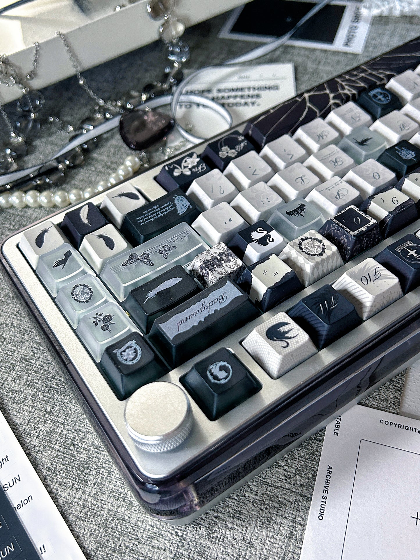 #0229 Dance of Ashes Black White Grey Keycap Designed By Miller