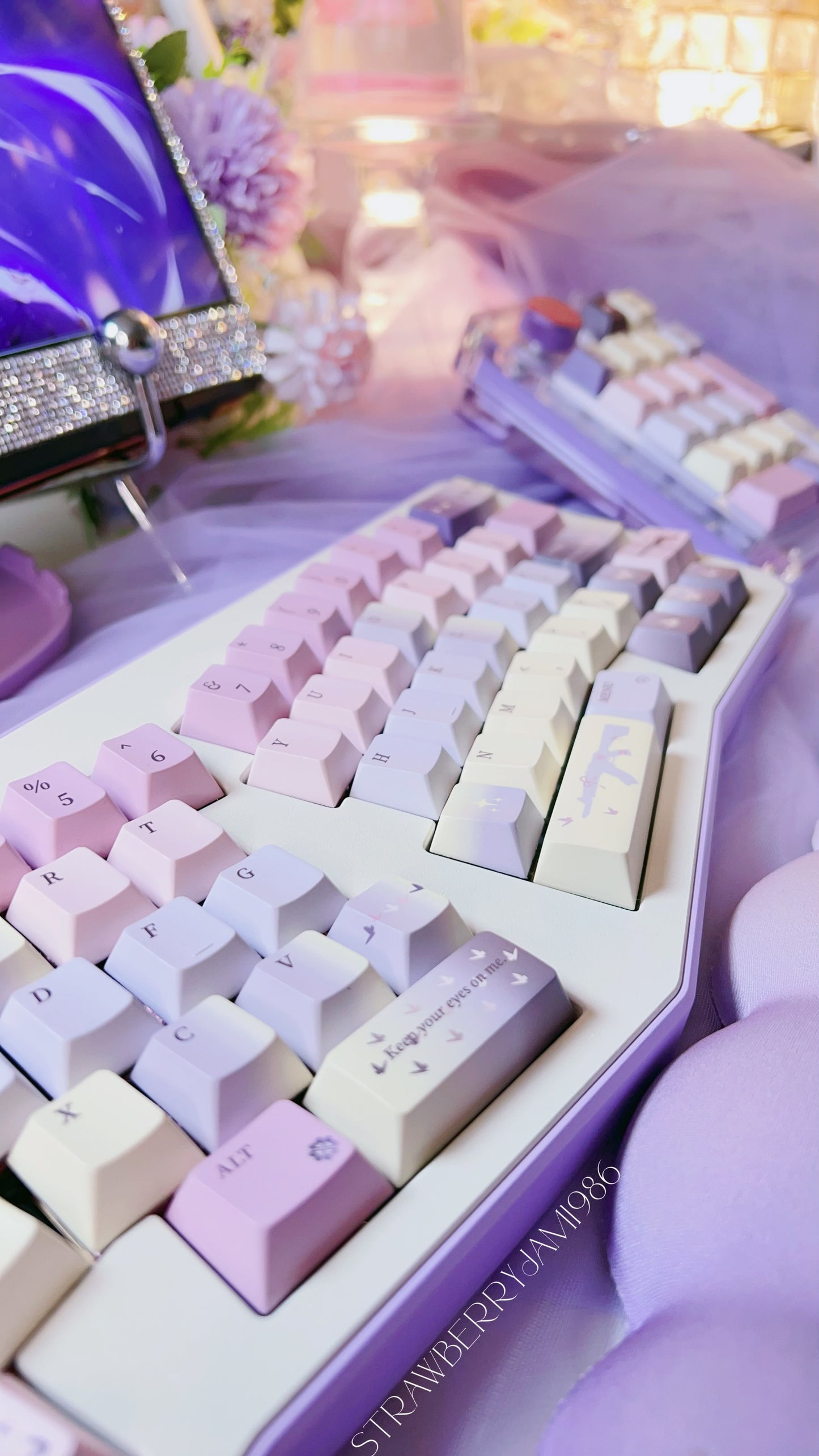 【Preorder】 Prebuild MAEWA LAB AHOLLC Purple Beige Ergonomic Aluminum Customized Mechanical Keyboard