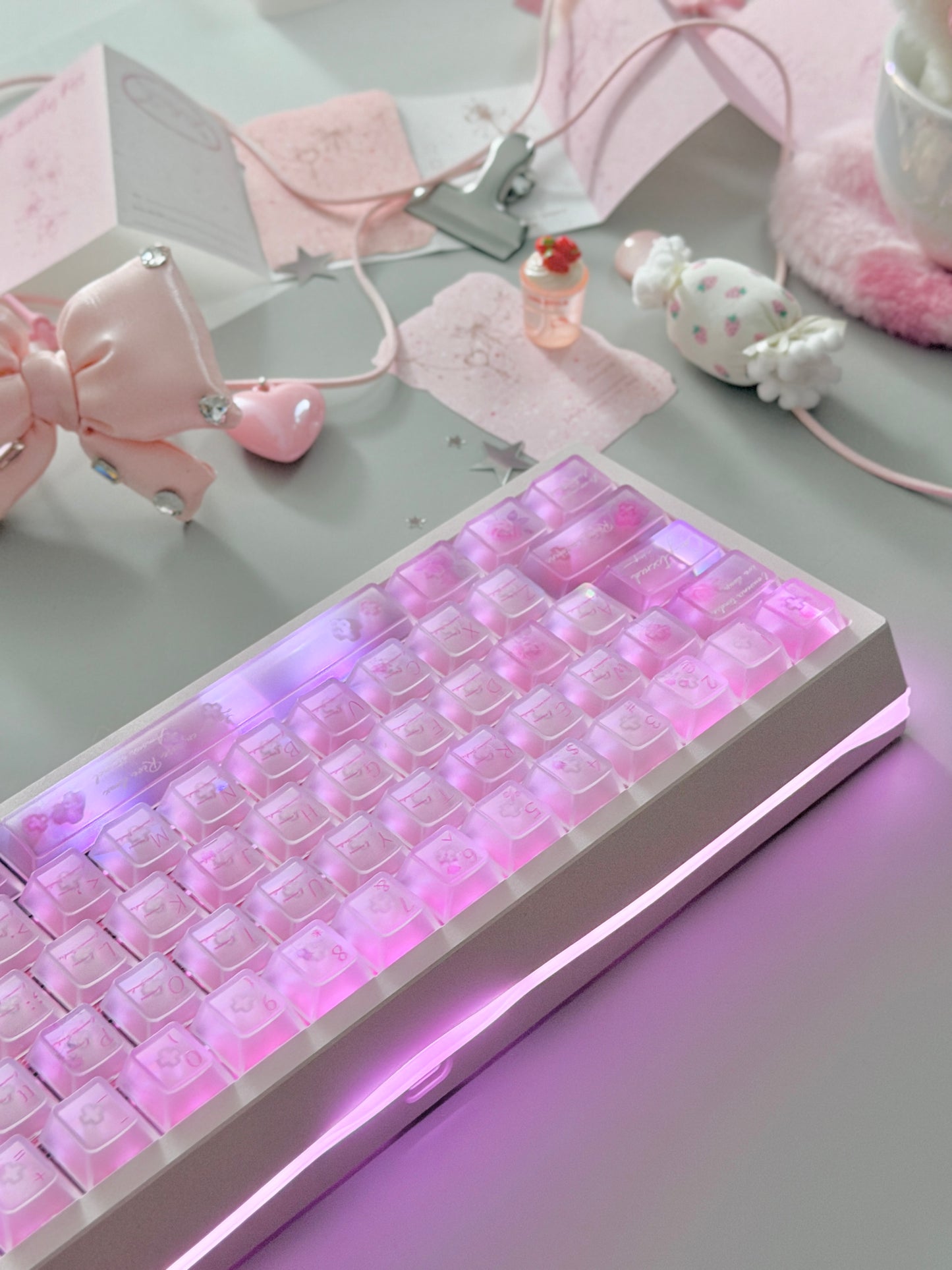ONLY 1 Instock Prebuilt Aluminum Custom Mechanical Keyboard Meletrix ZOOM65V3 Pink Set