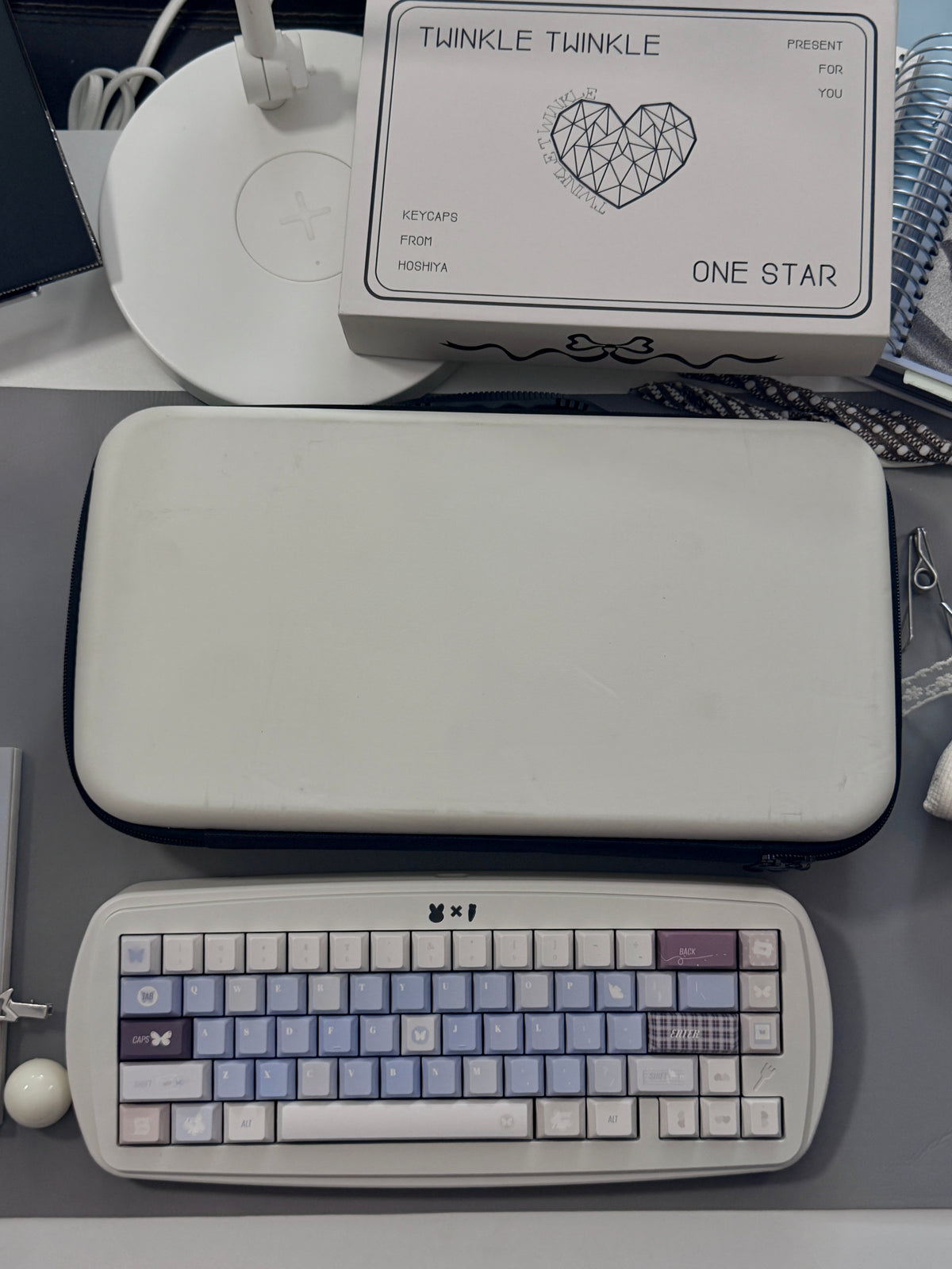 ONLY 1 Instock Prebuilt Aluminum Custom Mechanical Keyboard Croissant65 Cream White Keyboard Set