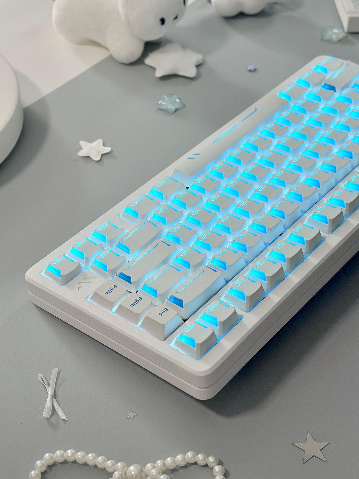 Unboxing ONLY 1 For Clearance WOMIER SK75 TMR White WIRELESS ALUMINUM CUSTOM KEYBOARD & STAR PRISM WHITE-BLUE CHERRY PROFILE SHINE-THROUGH KEYCAP SET