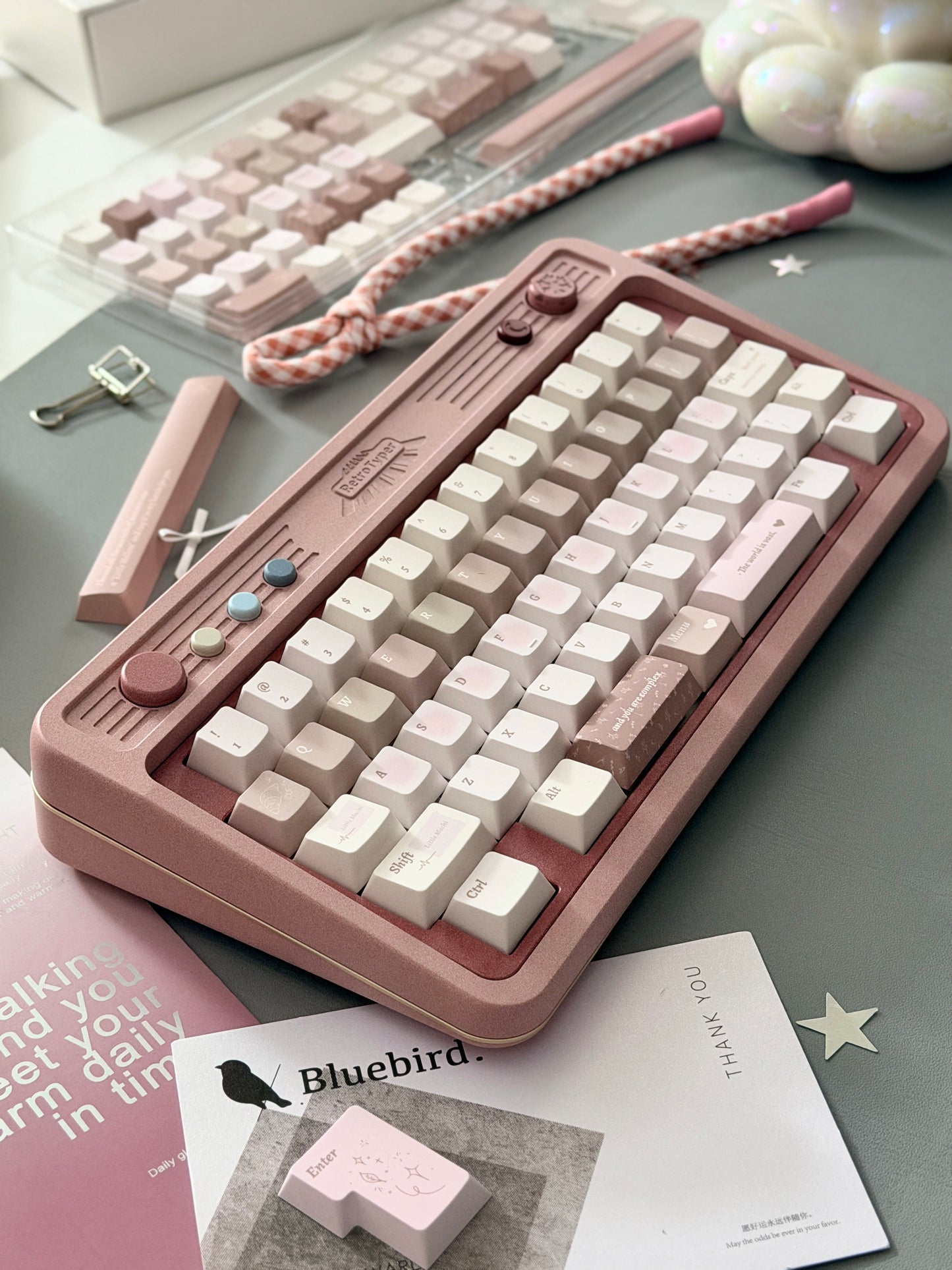 ONLY 1 Instock Prebuilt Aluminum Custom Mechanical Keyboard RT50 Dusty Rose Pink Set