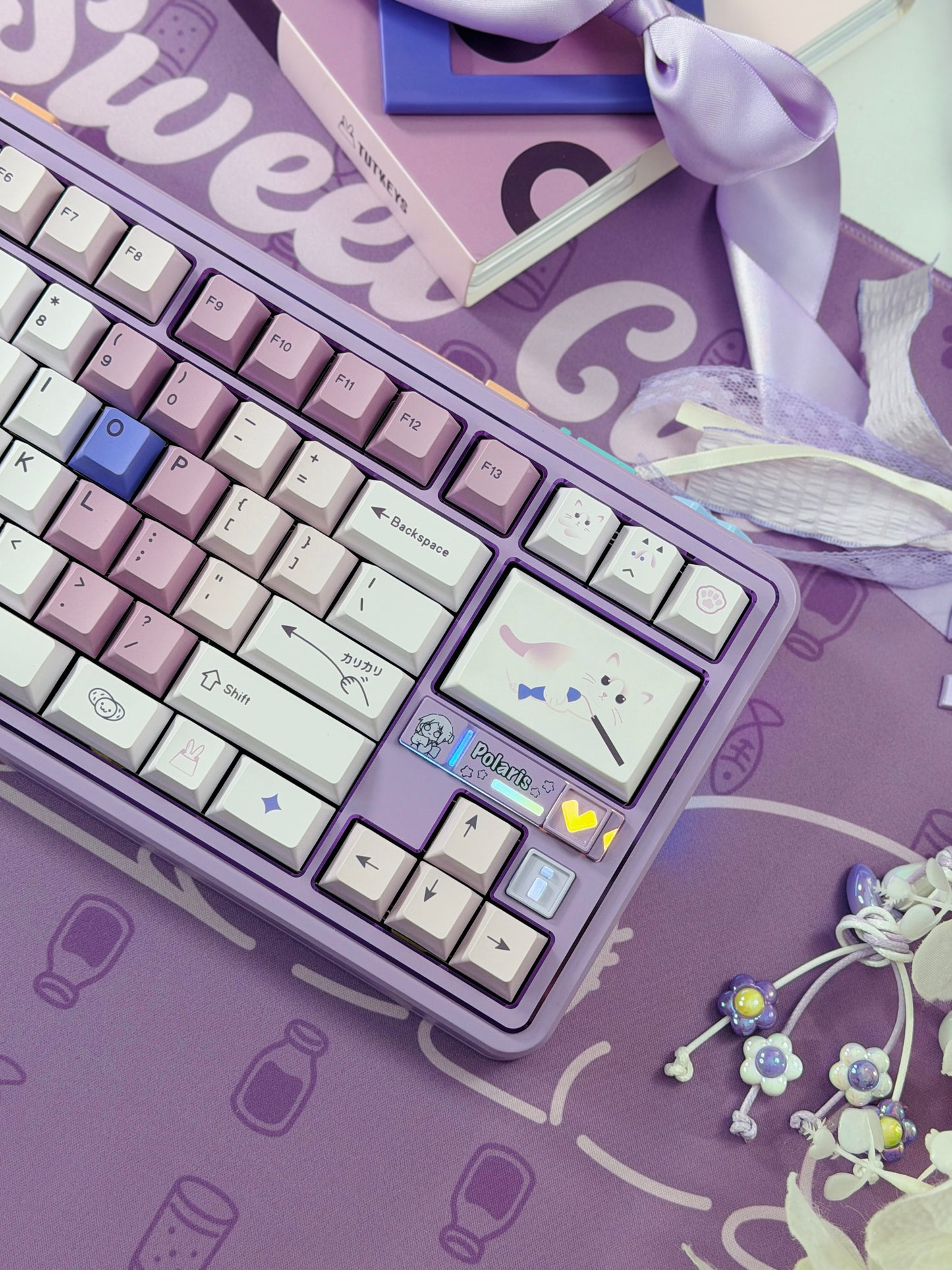 ONLY 1 Instock Prebuilt Aluminum Custom Mechanical Keyboard Polaris80 Purple Set