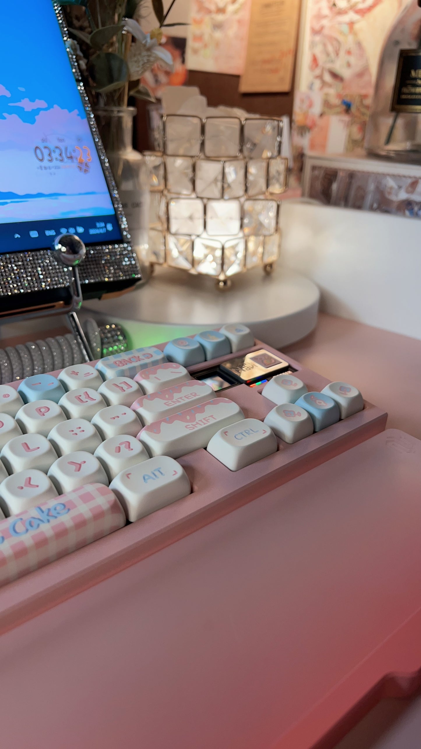 「Fully Assembled」Matrix Navi70 Pink Pastel Blue Cake Cute Customized Keyboard