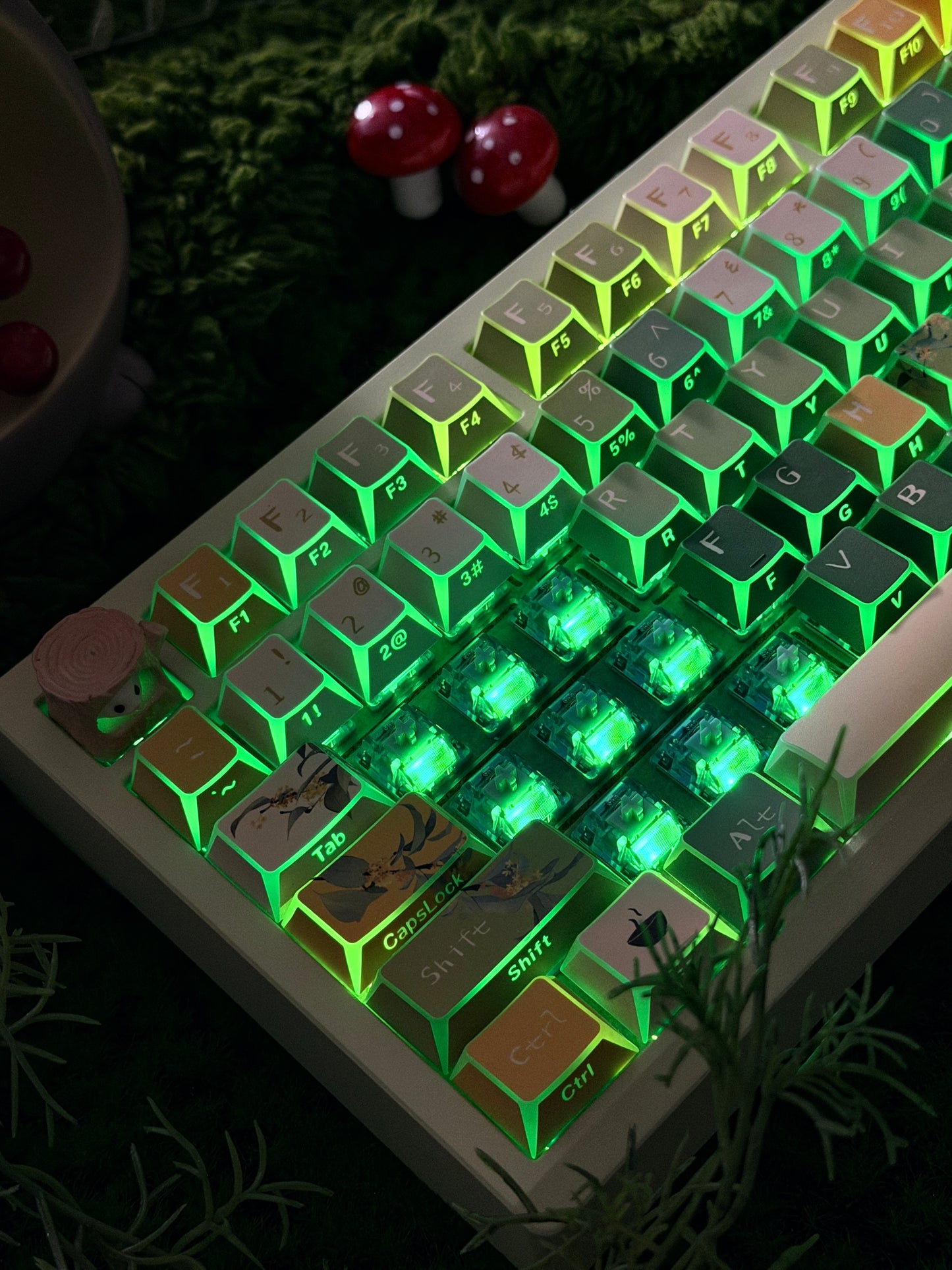 ONLY 1 Prebuilt Aluminum Customized Mechanical Keyboard Zoom75 TIGA Milky Green Tri-Mode Wireless Backlit ➕ URE Keycaps