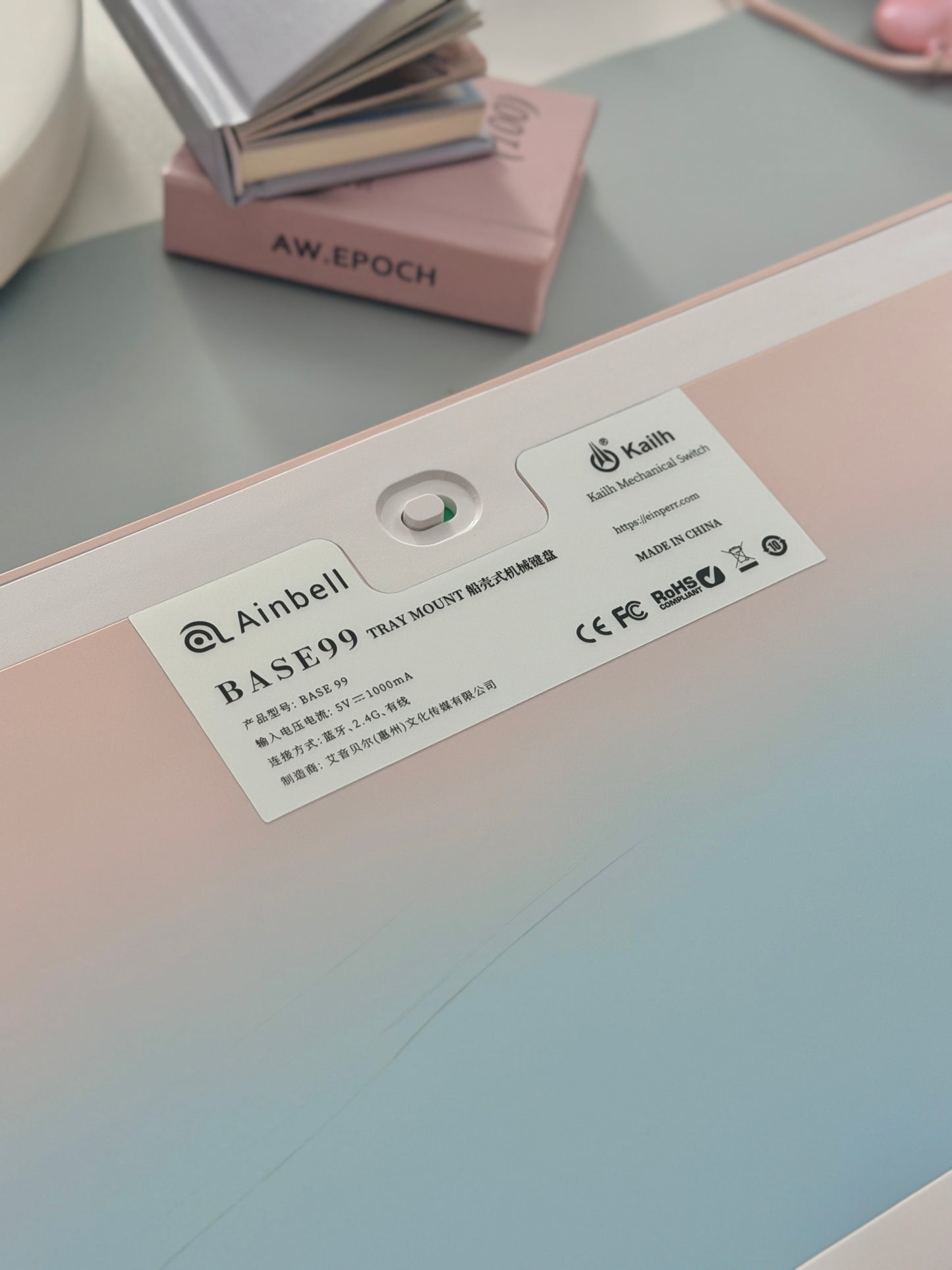 Unboxing Sample For Sales ONLY 1 Instock ainbell base99 pale pink Blue Bear RGB Backlit wireless mechanical keyboard