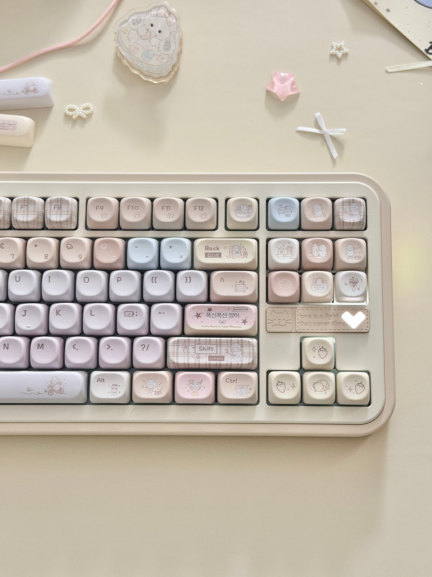 #0292 Cream Pale Pink Lamp Cake Cherry/moa Profile Keycap