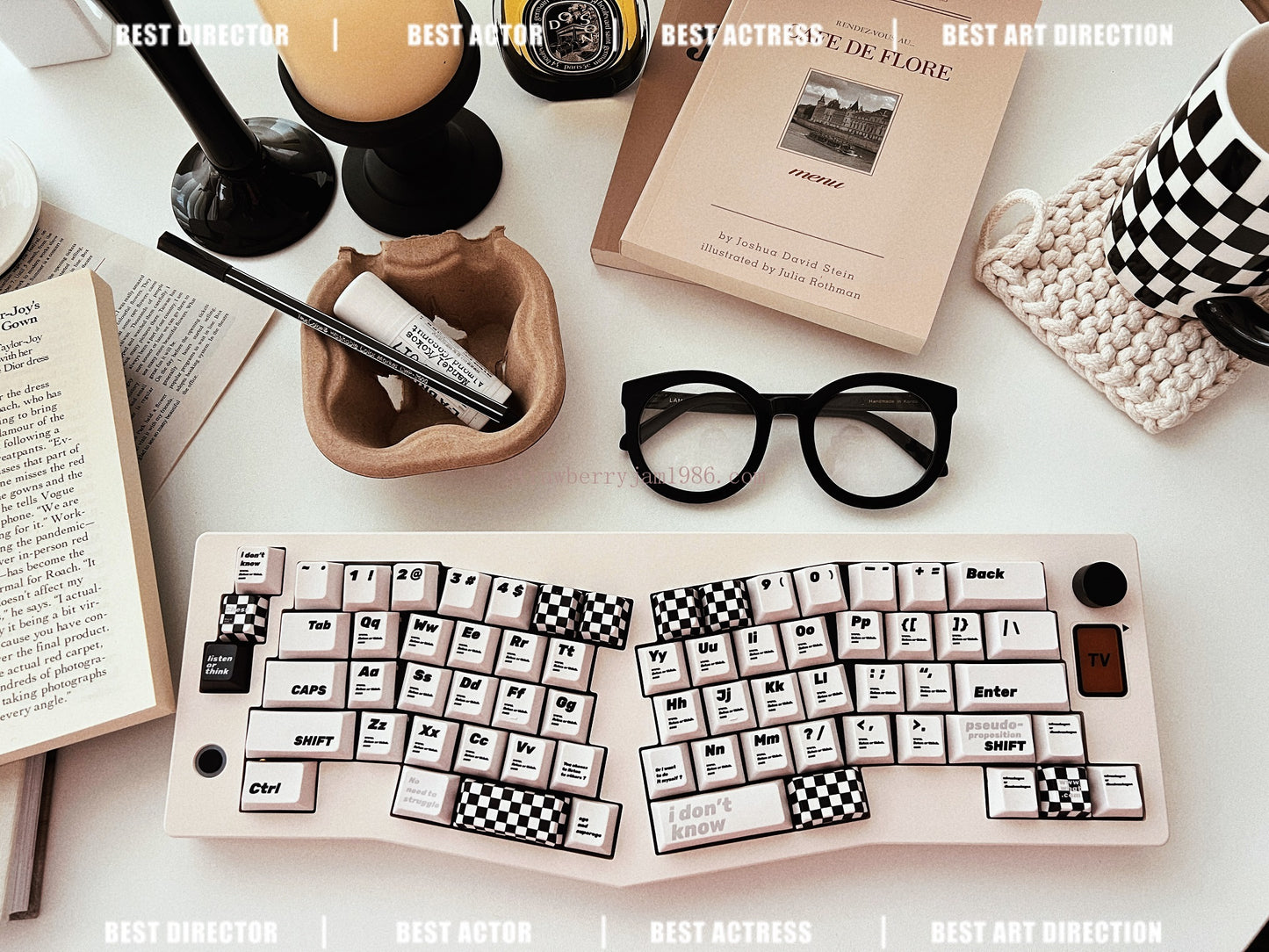 020 Black and White Pseudo Proposition Checkerboard Cherry Profile Keycaps Customized Designer Keycaps