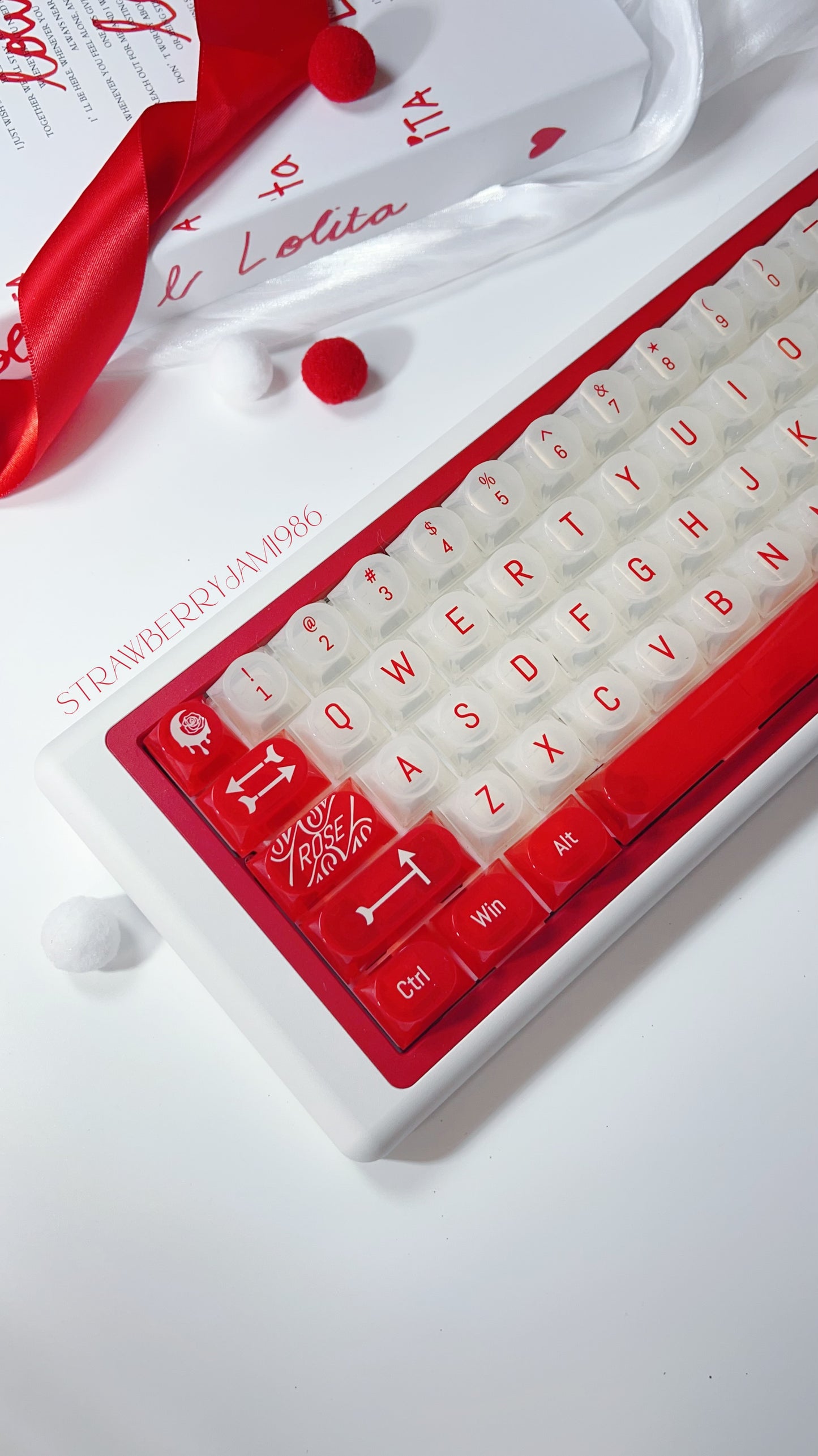 【Only 1 In-stock】Prebuilt Meow65 White Red Aluminum Customized Mechanical Keyboard