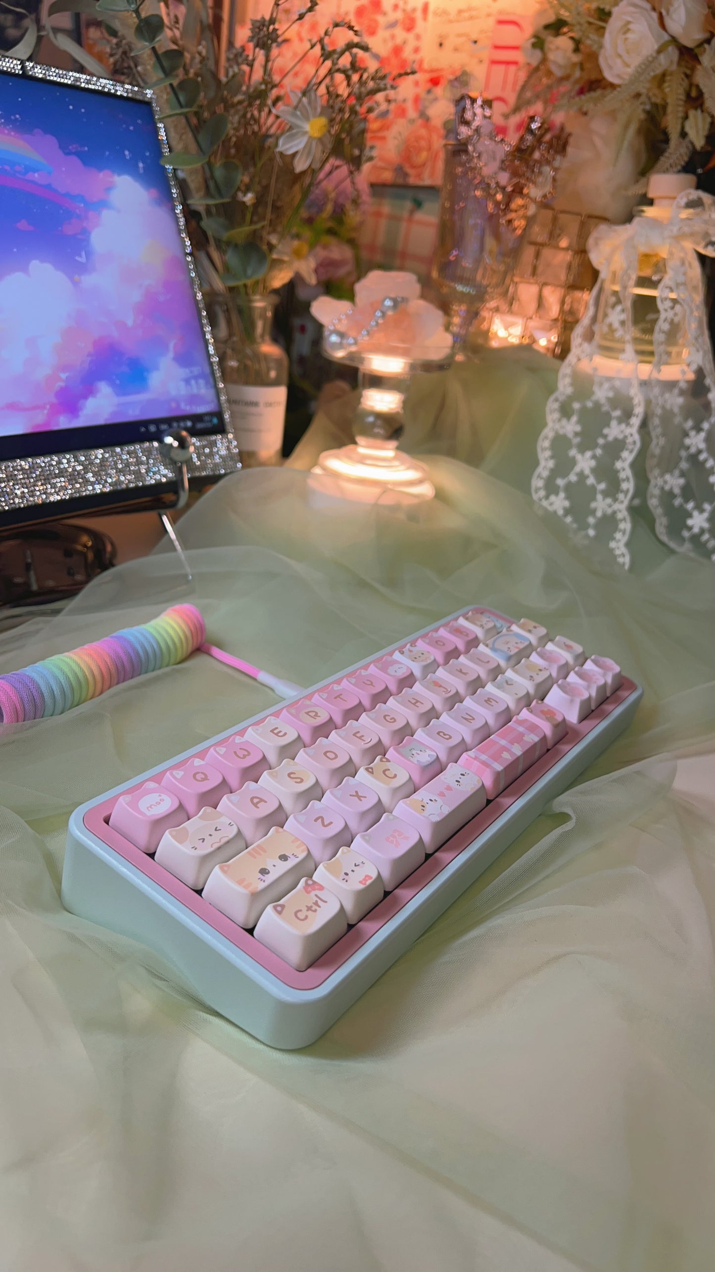 Rainbow Keyboard Coiled Cable