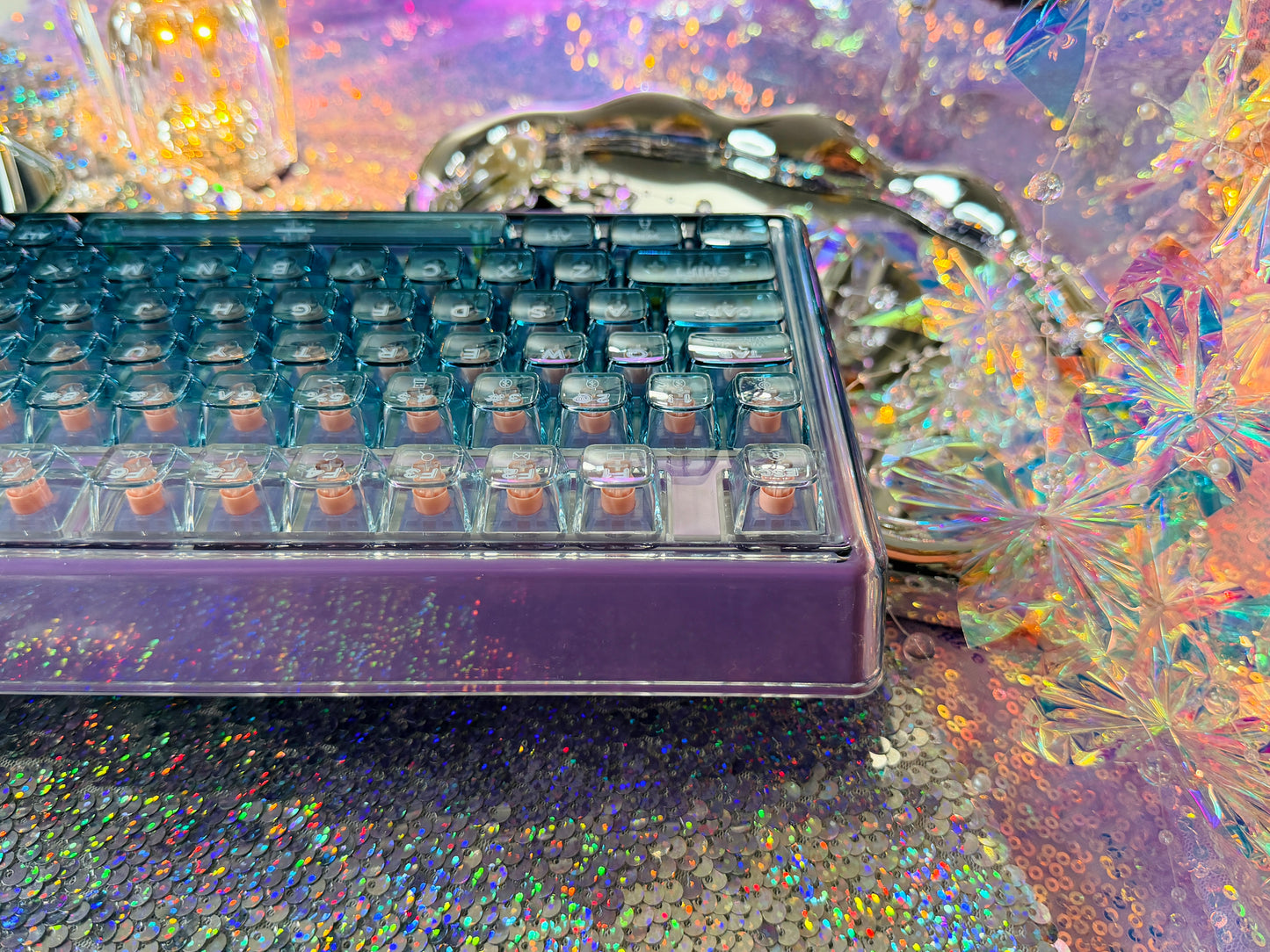 Unboxing Sample For Sales ONLY 1 Instock Prebuilt Einperr Base99 Wireless Mechanical Keyboard with PC Transparent Keycaps, Hot Swappable Custom Keyboard with Number Pad, RGB Backlit, Lulu Switch for Windows Mac - Cosmic Violet