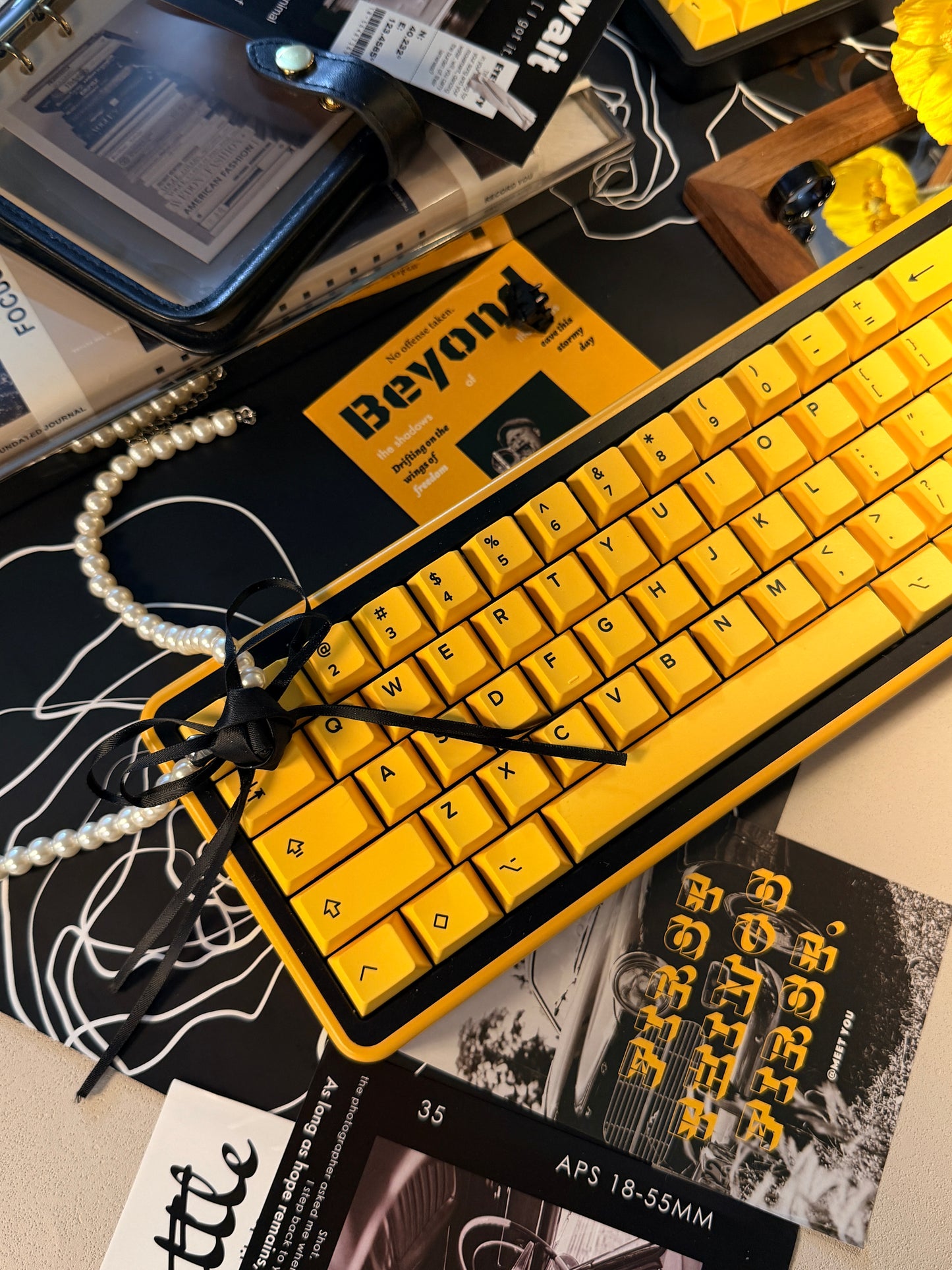 ONLY 1 INSTOCK Prebuilt Aluminum Customized Mechanical Keyboard BUFF65 Yellow Black Set